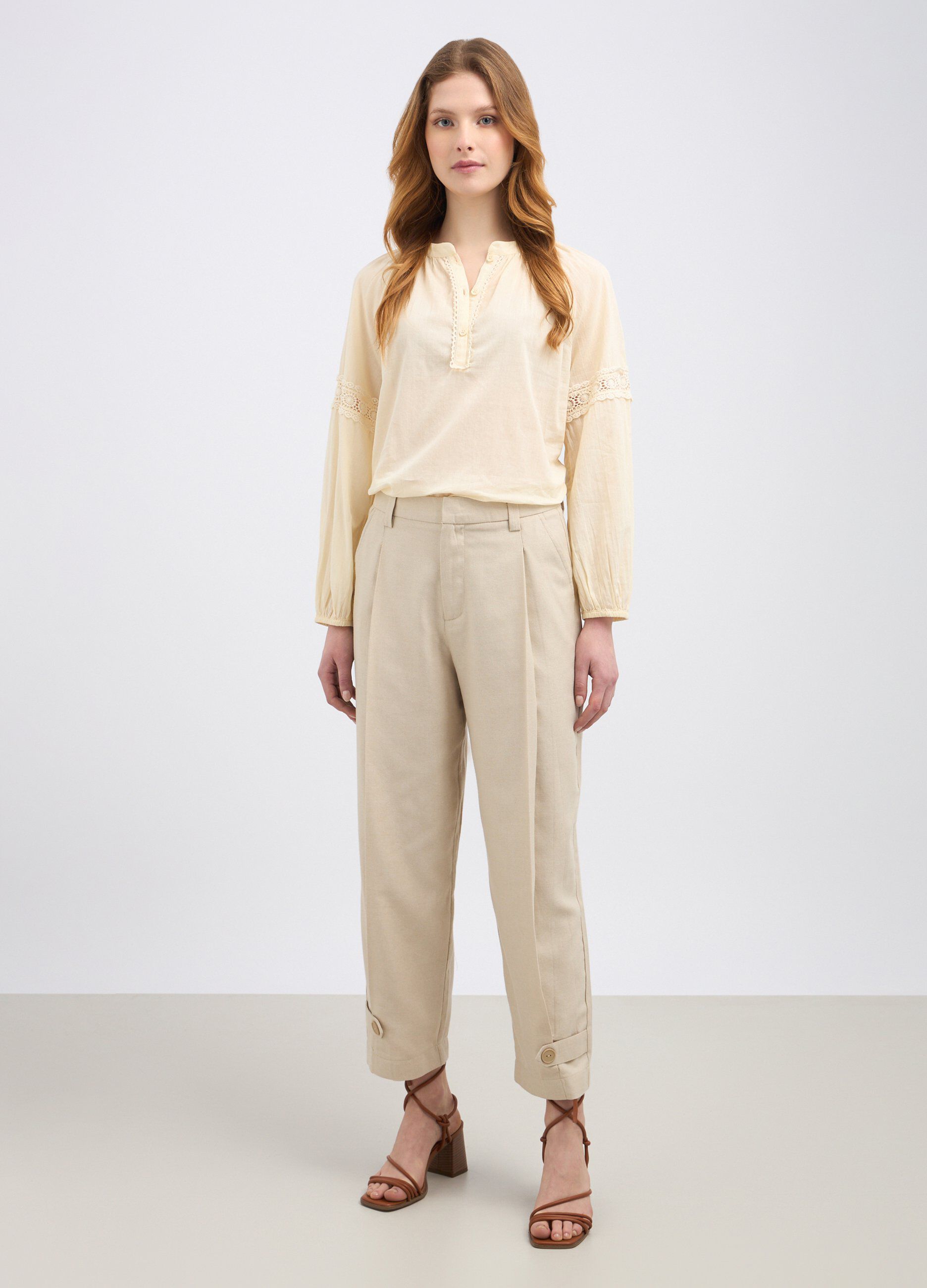 Pantaloni in misto viscosa donna_0