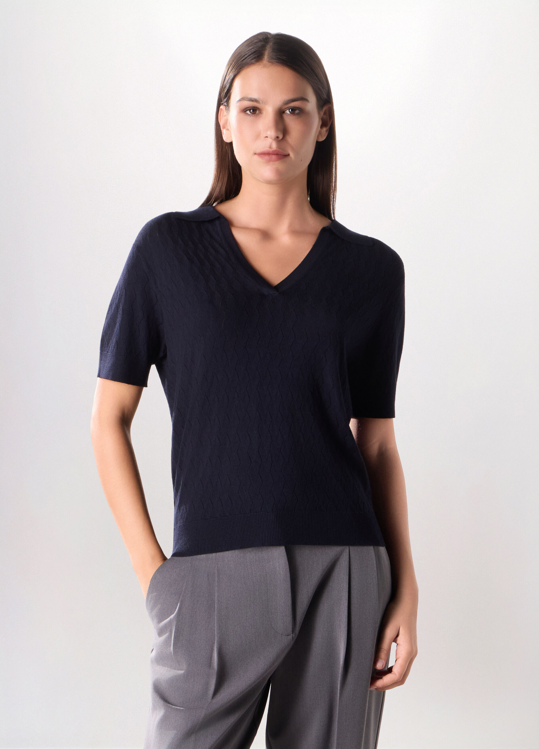 Tricot a maniche corte in misto viscosa donna_0