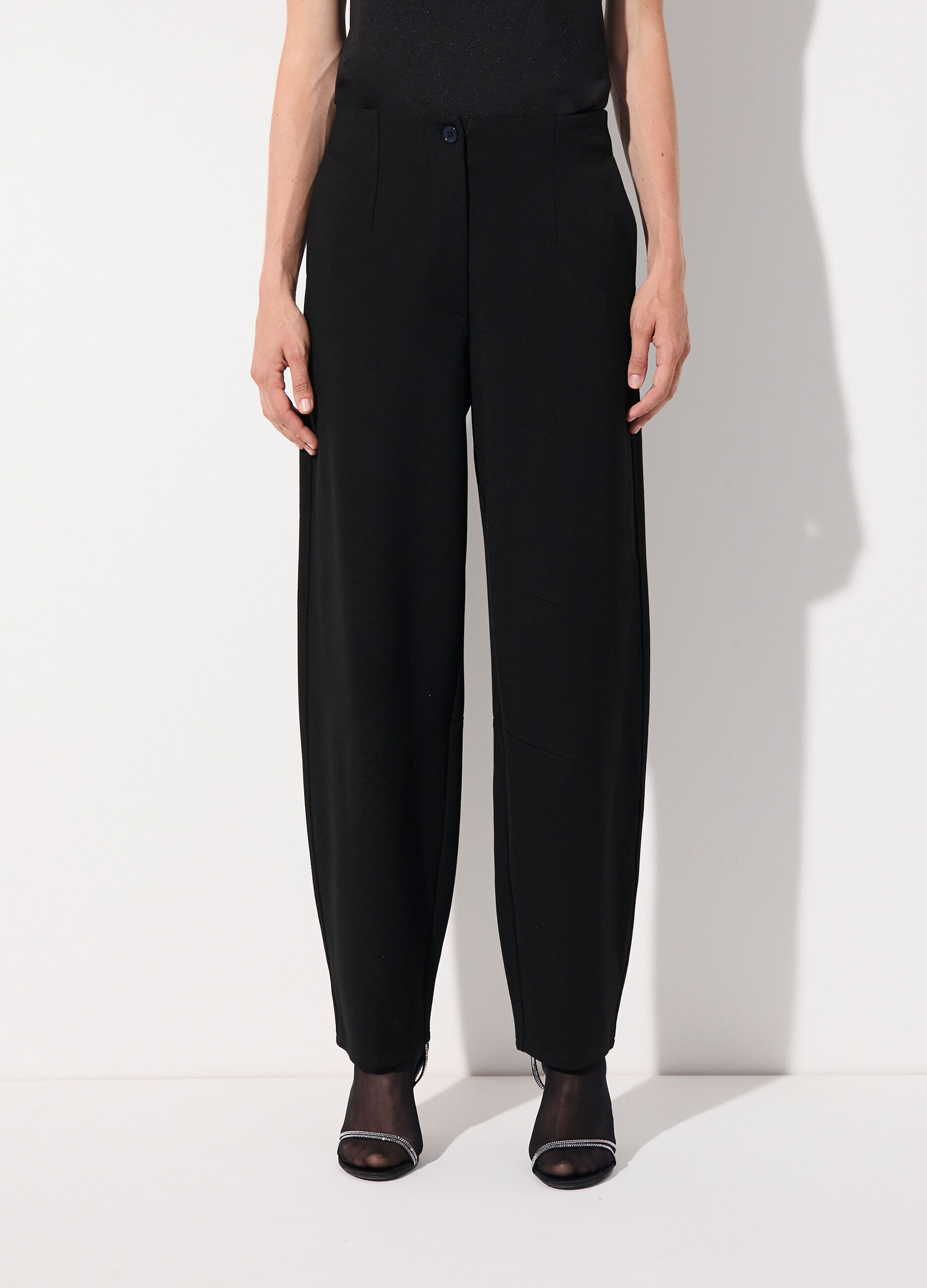 Pantalone balloon in punto milano donna_1