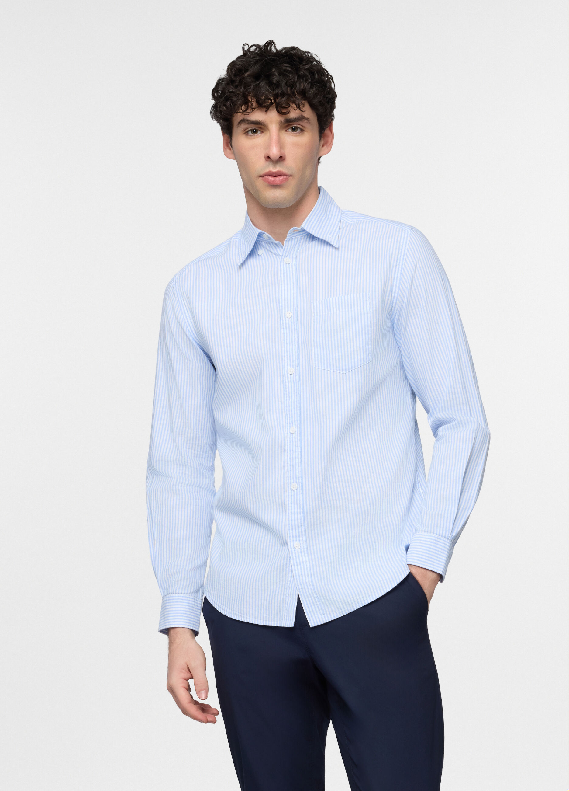 Camicia regular fit a righe uomo_0