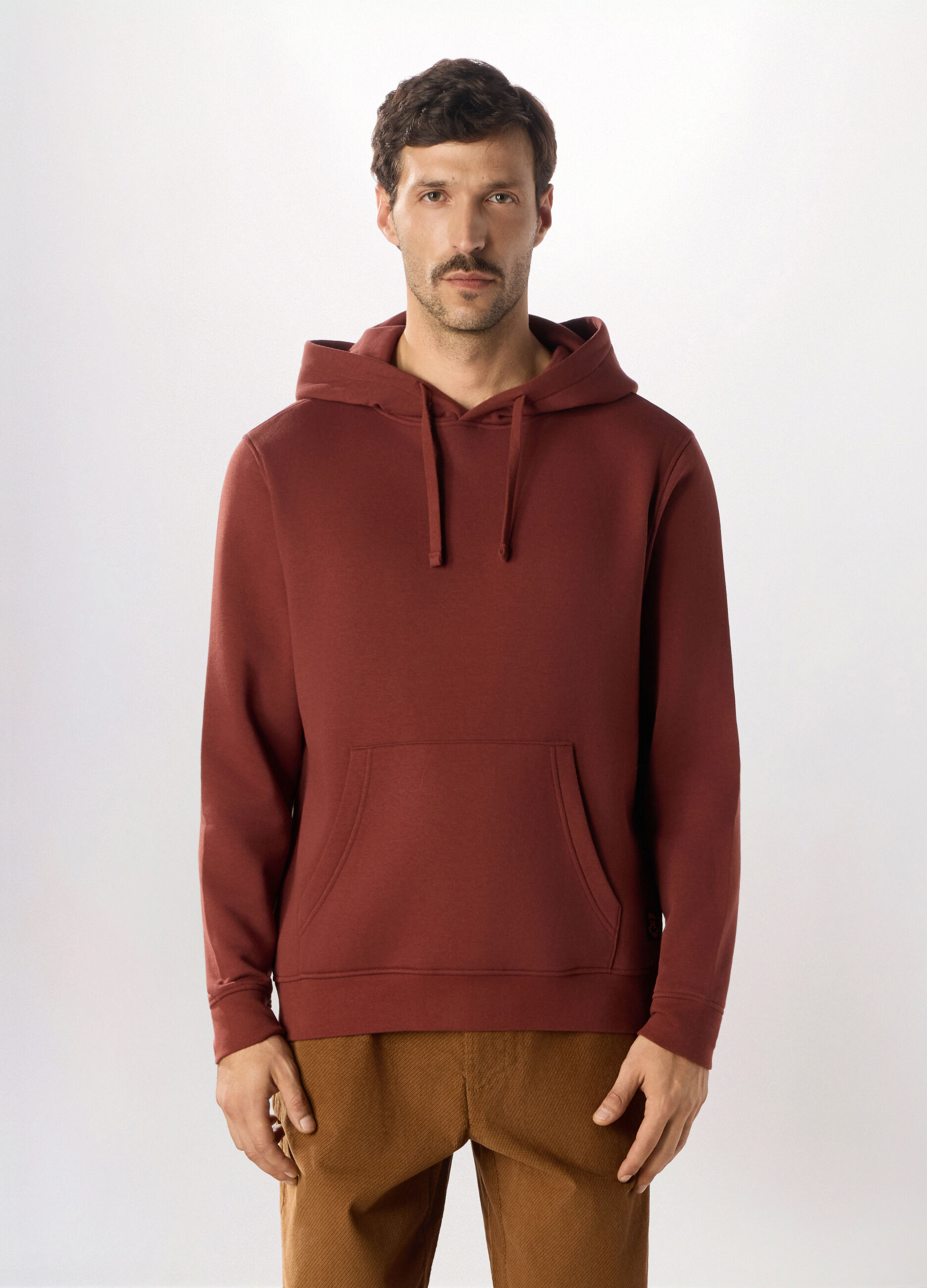 Felpa con cappuccio in misto cotone uomo_0
