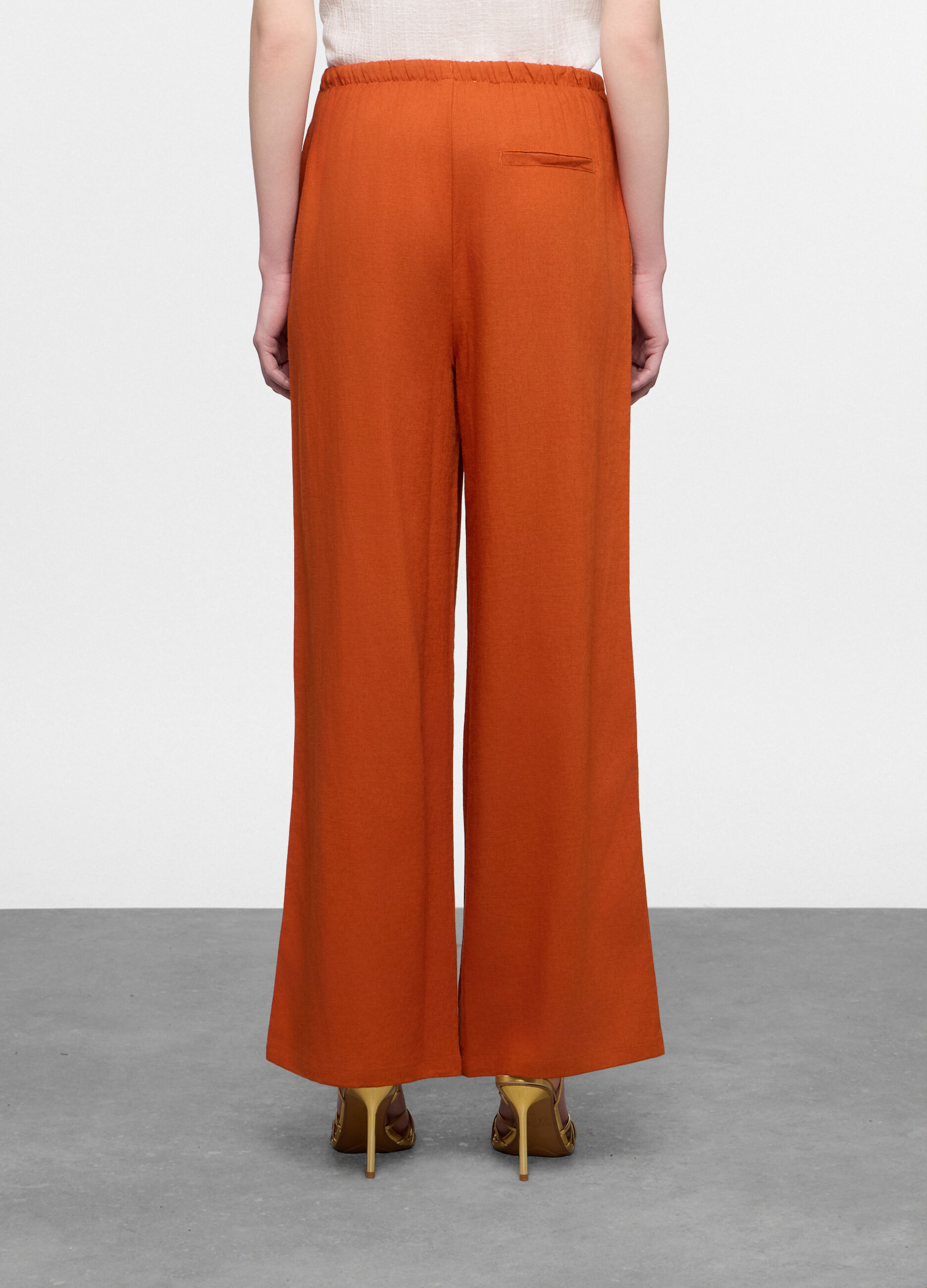 Pantaloni wide leg misto lino donna_1