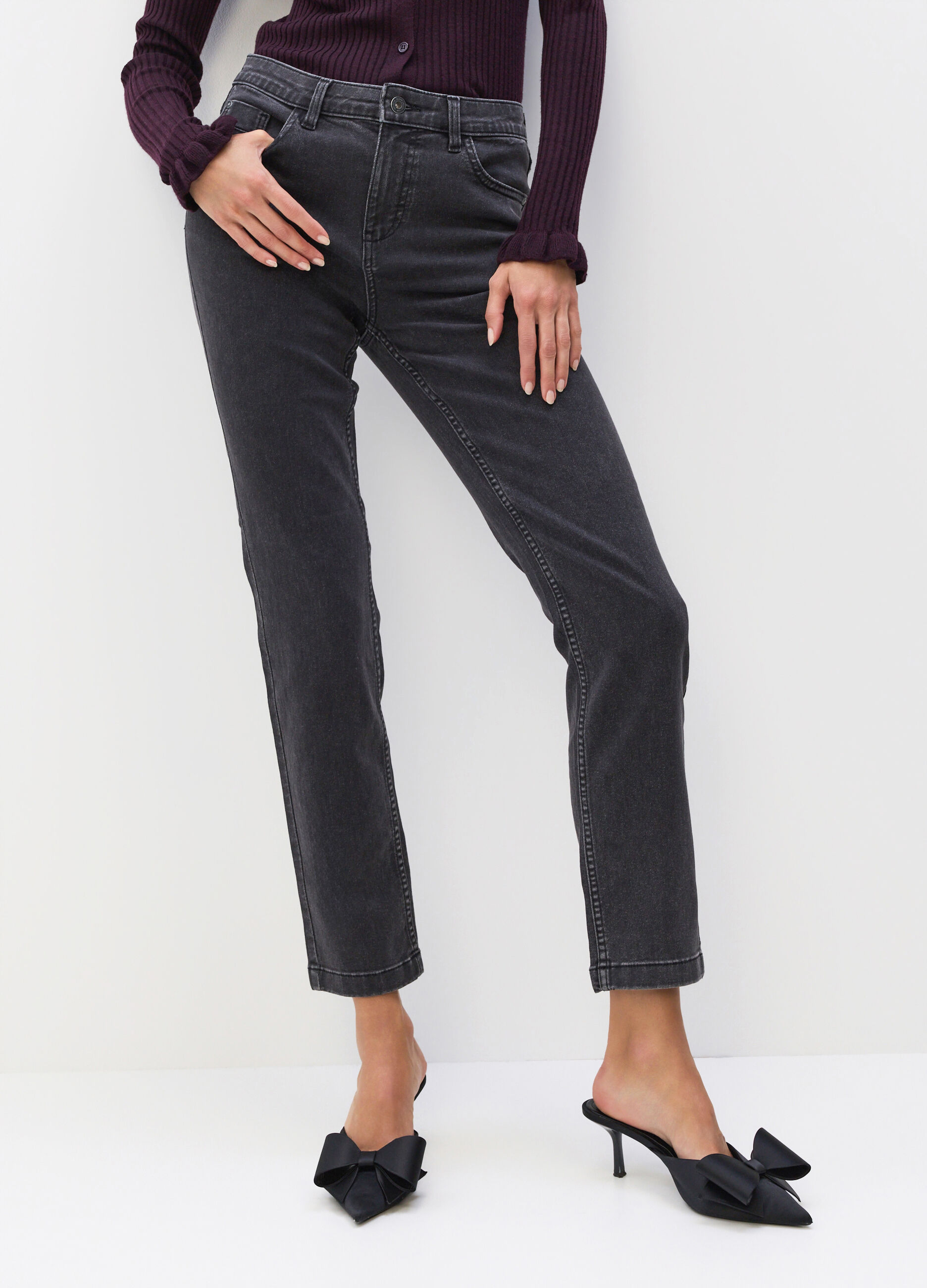 Pantaloni Slim Fit in denim stretch misto cotone donna_2