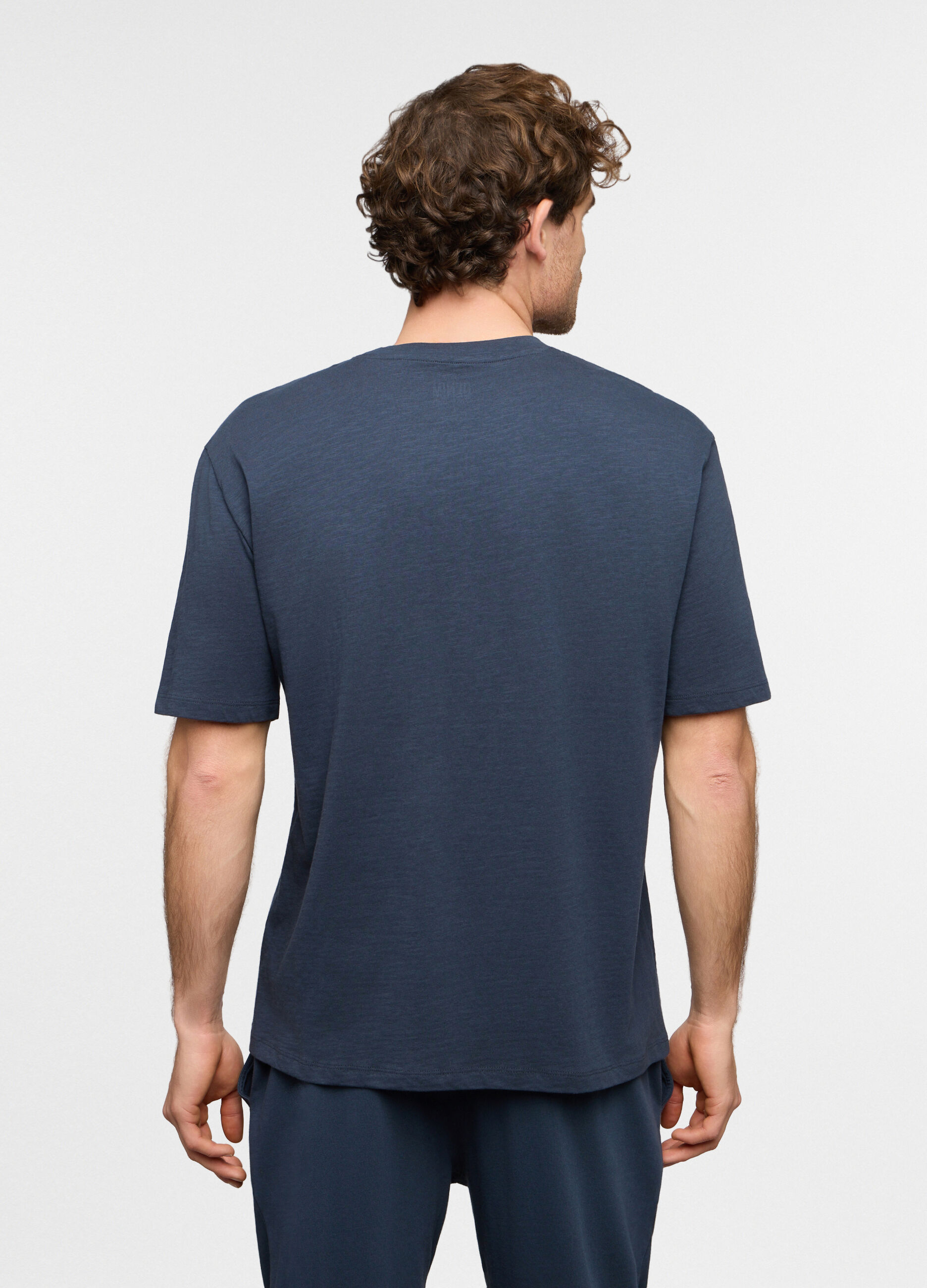 T-shirt girocollo in cotone fiammato uomo_1