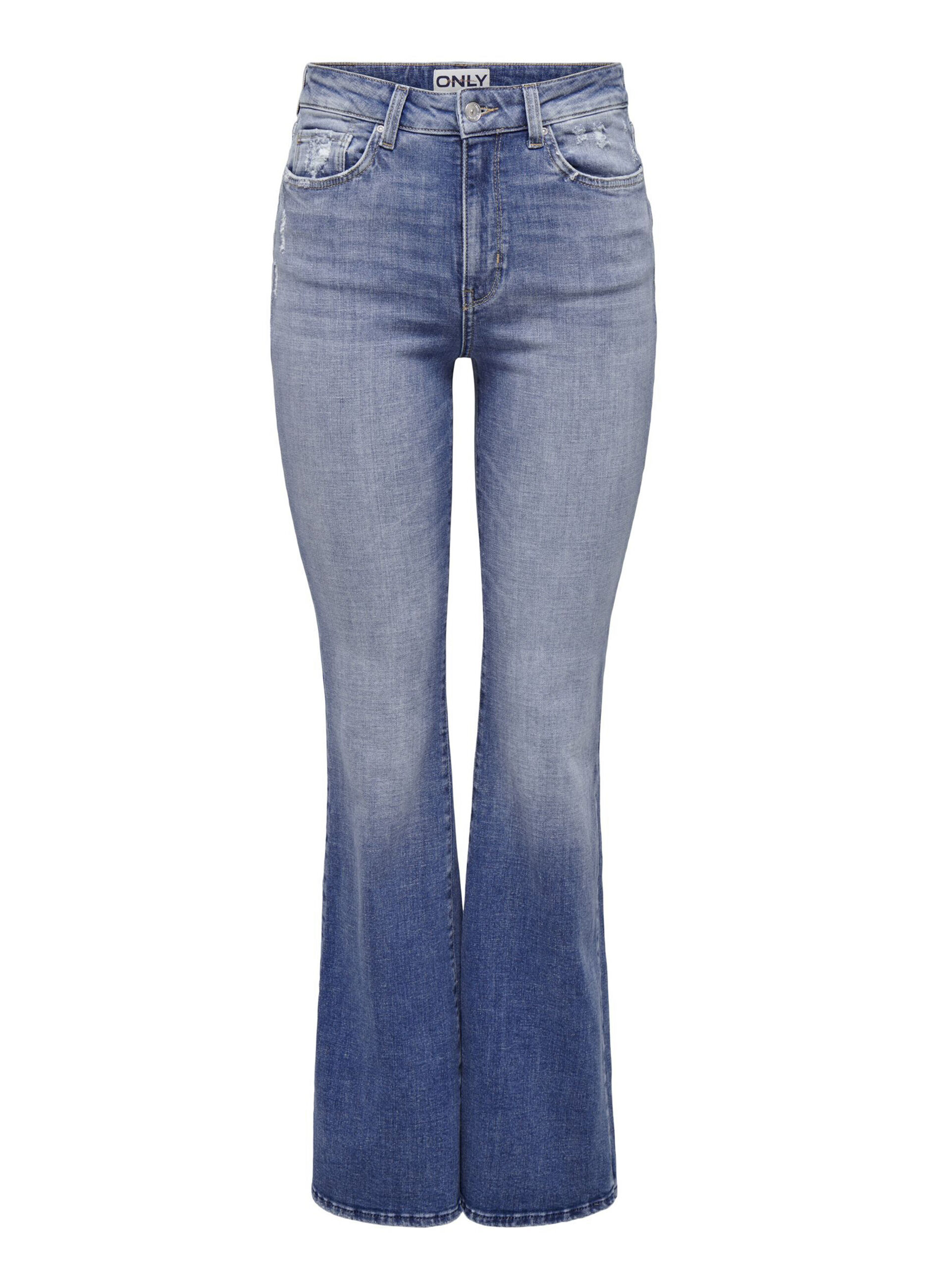 Pantaloni flare fit in denim stretch donna