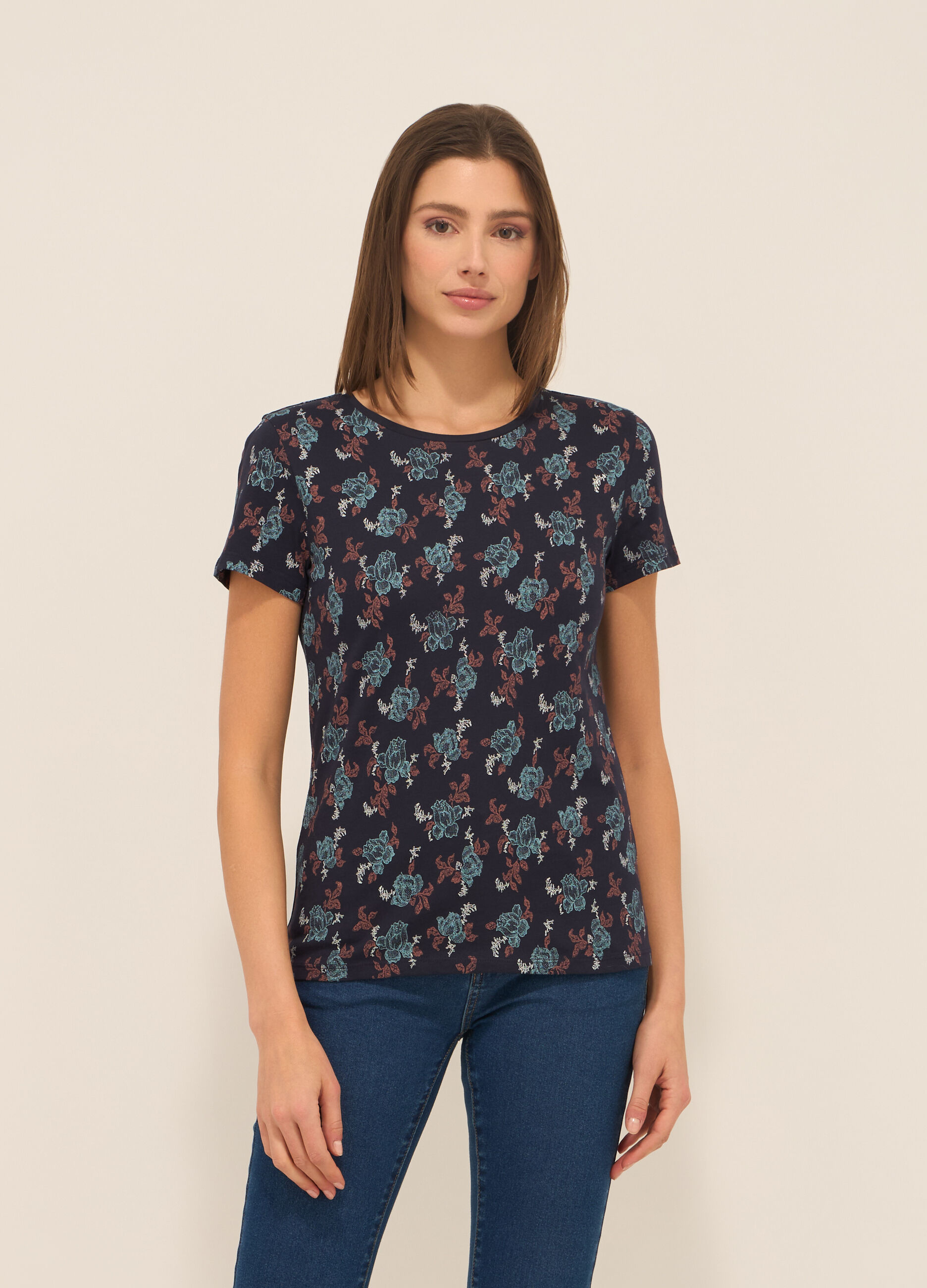 T-shirt in jersey di puro cotone donna_0
