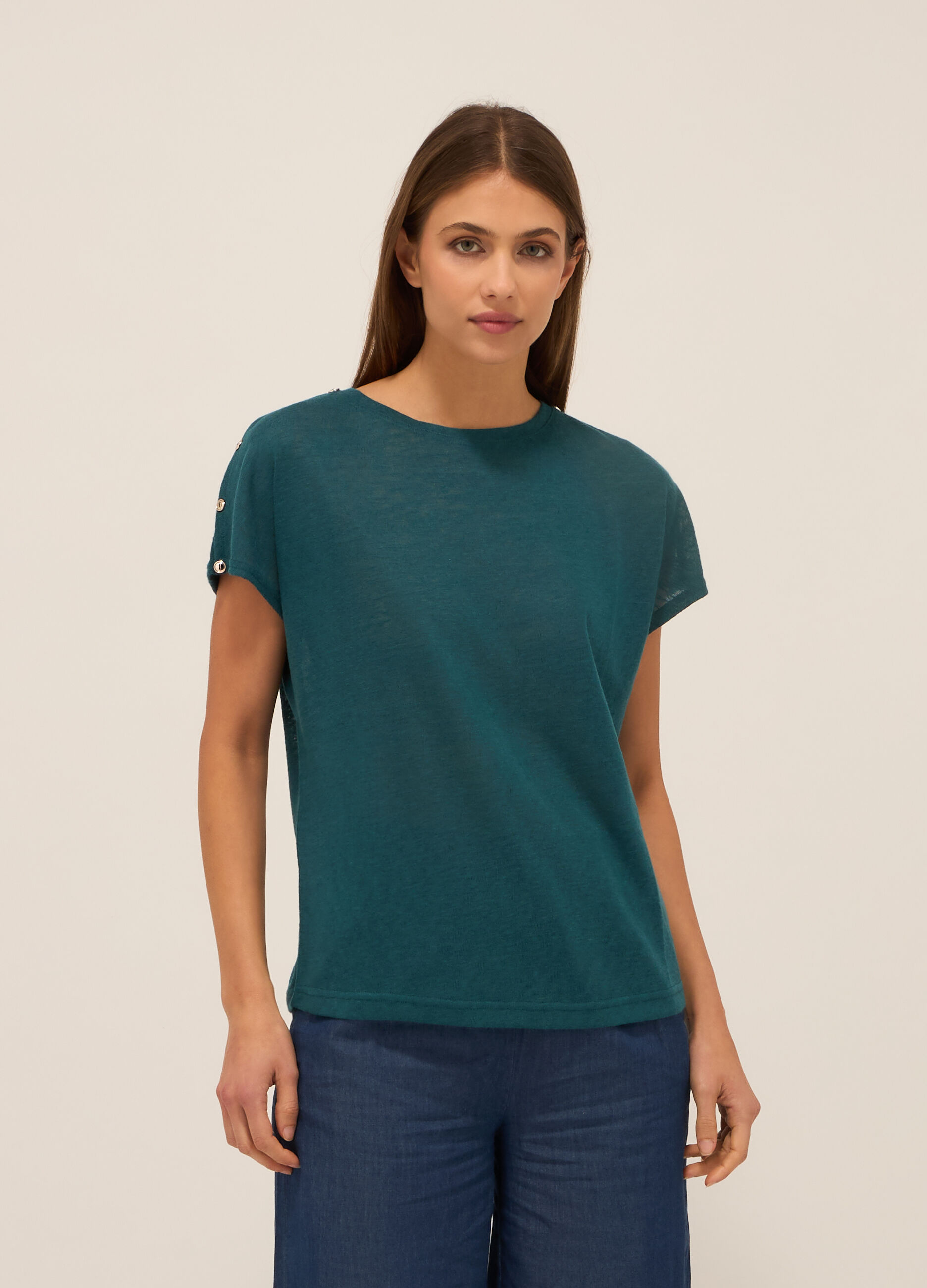 T-shirt con bottoni donna_0