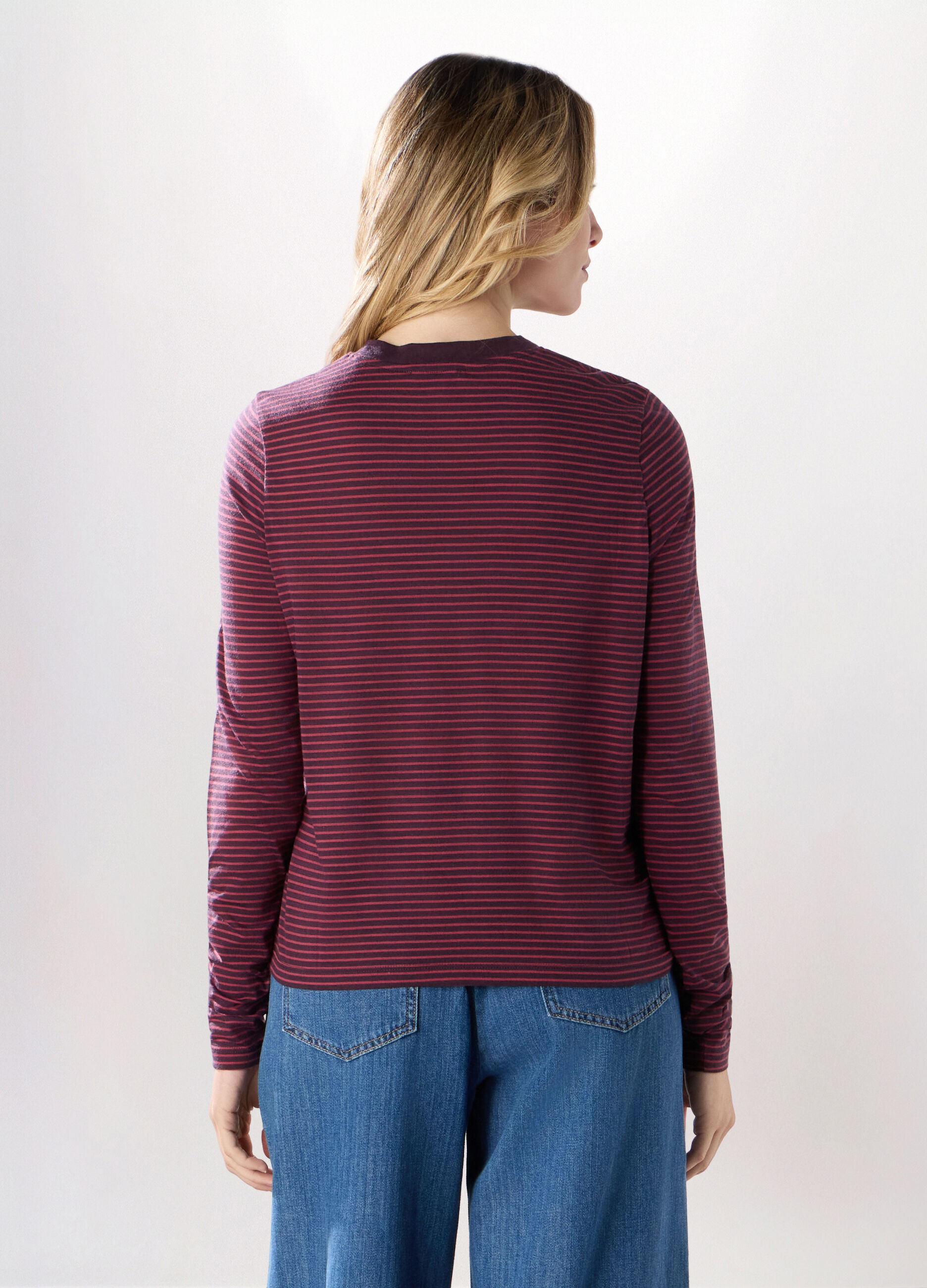 T-shirt misto viscosa a righe donna_1