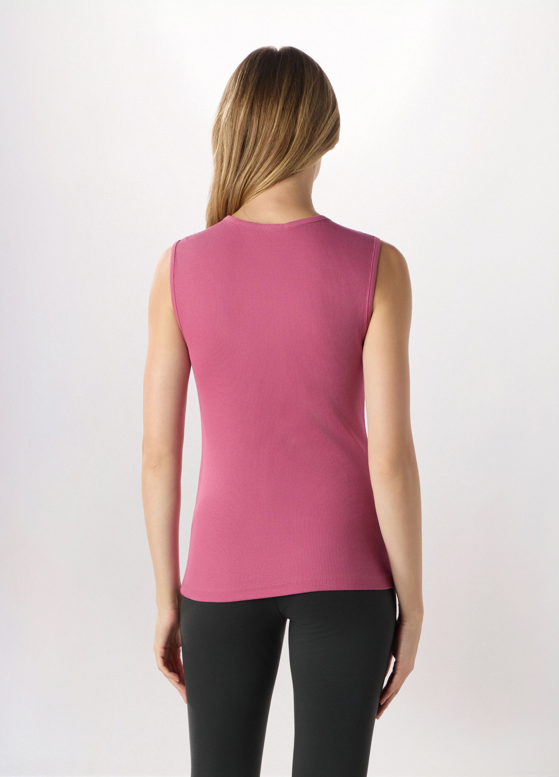 Canotta in costina di puro cotone donna_1