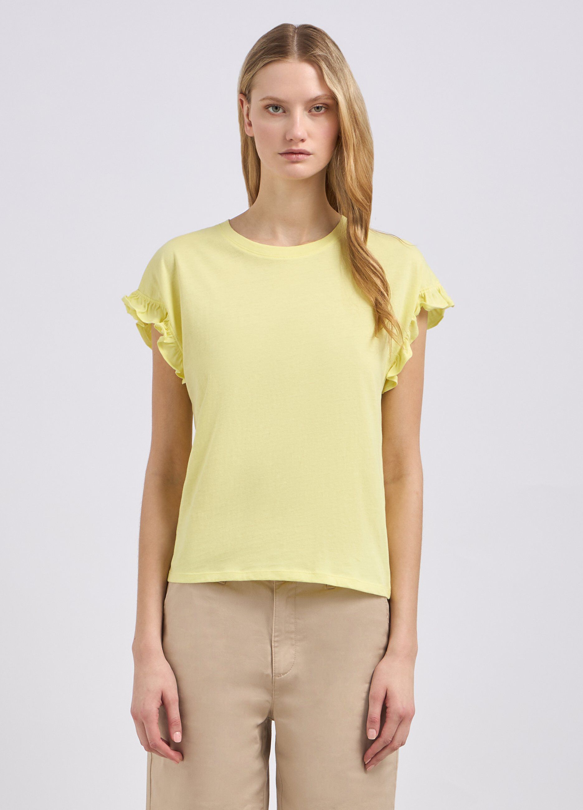 T-shirt in puro cotone con rouches donna_0