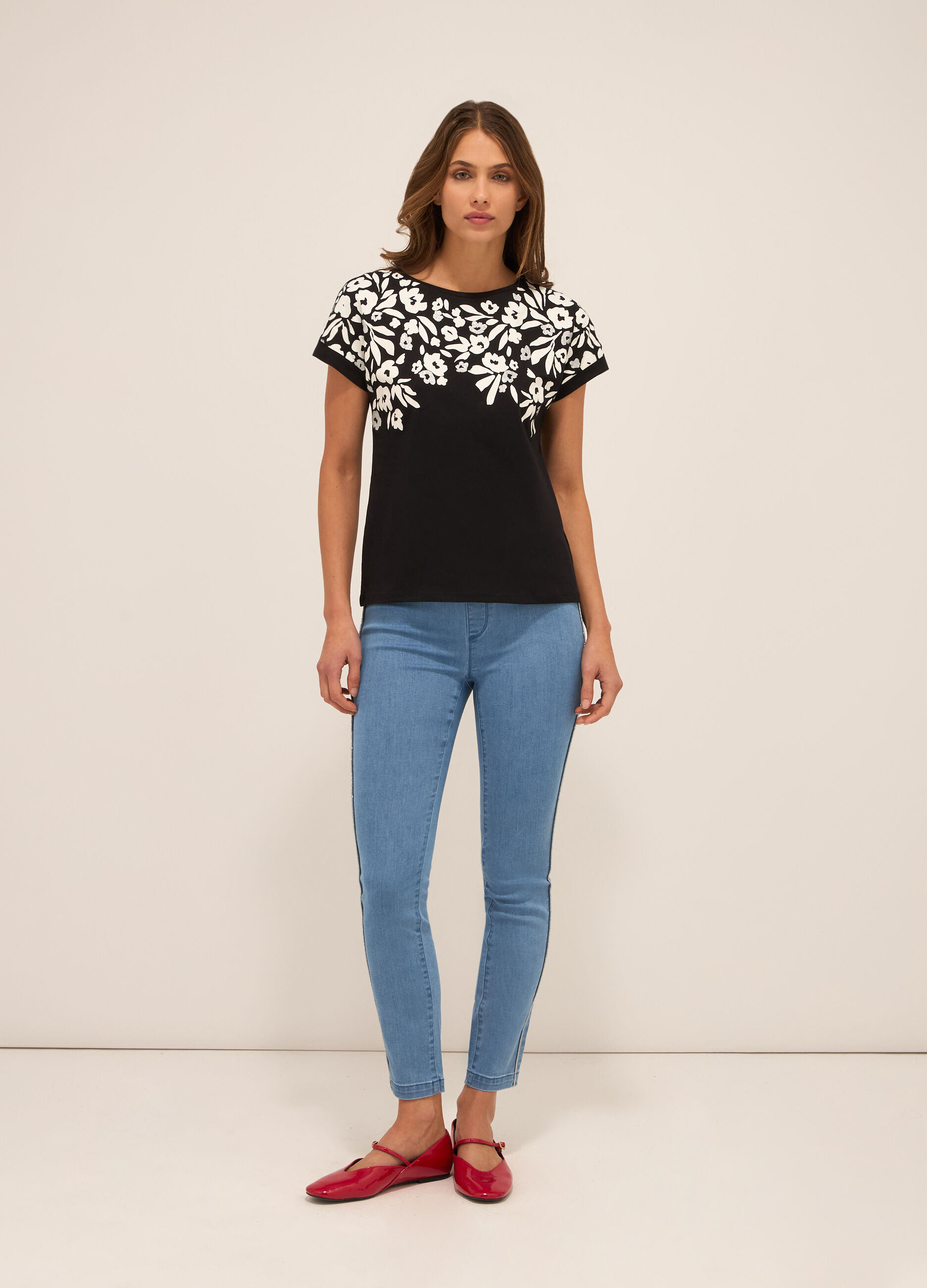 Jeggings in stretch denim di misto cotone donna_0