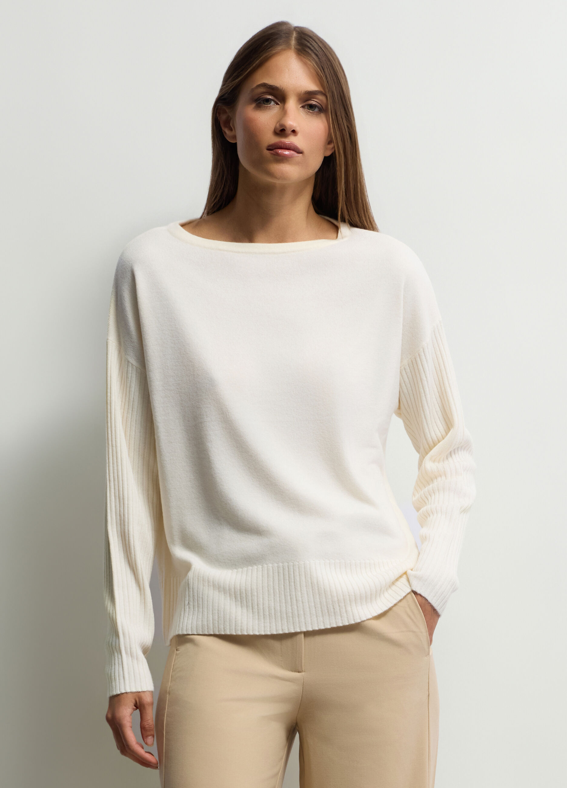 Pullover Fit Over girocollo rasato donna_0