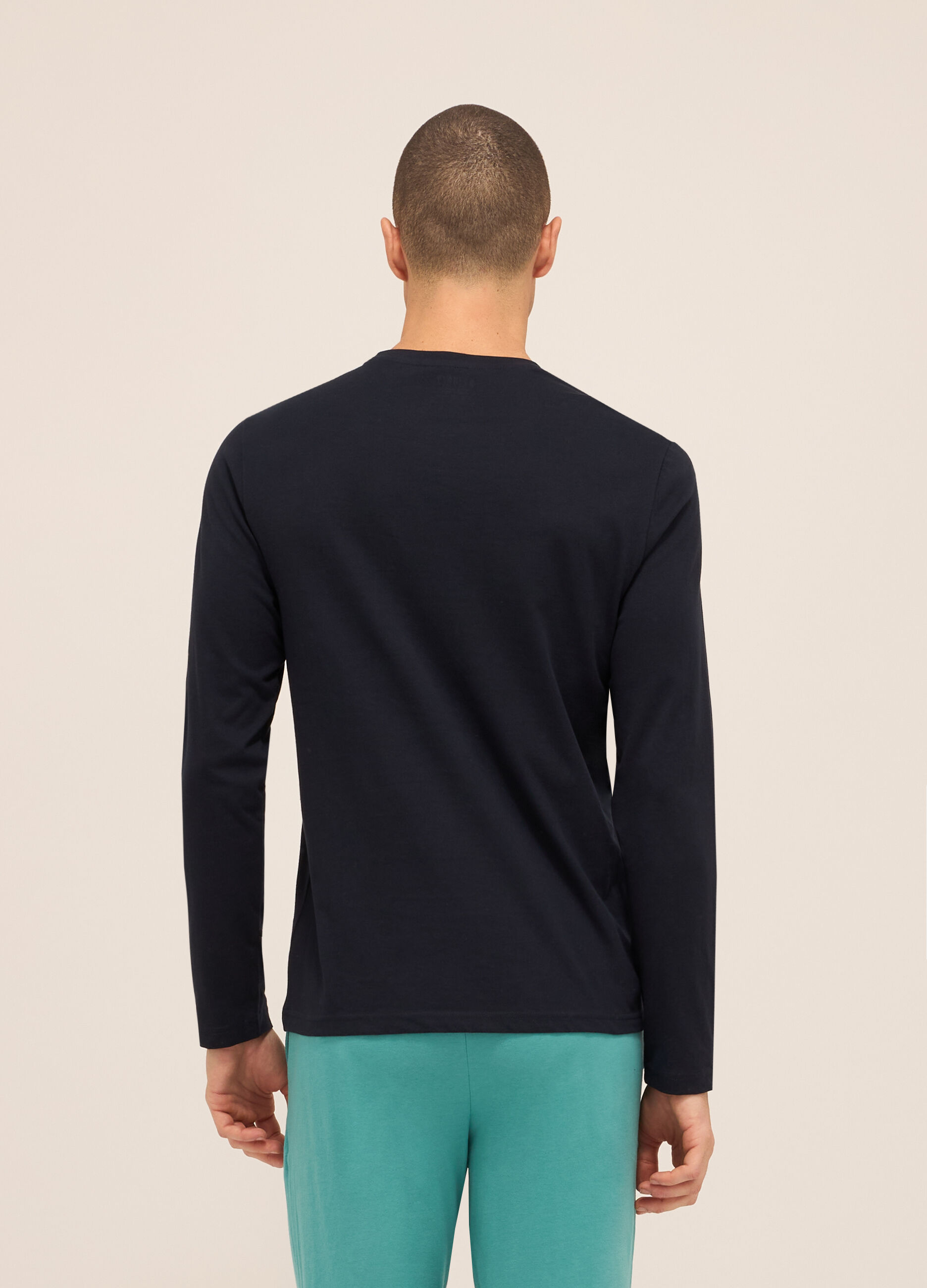 T-shirt pigiama a maniche lunghe con stampa uomo_1