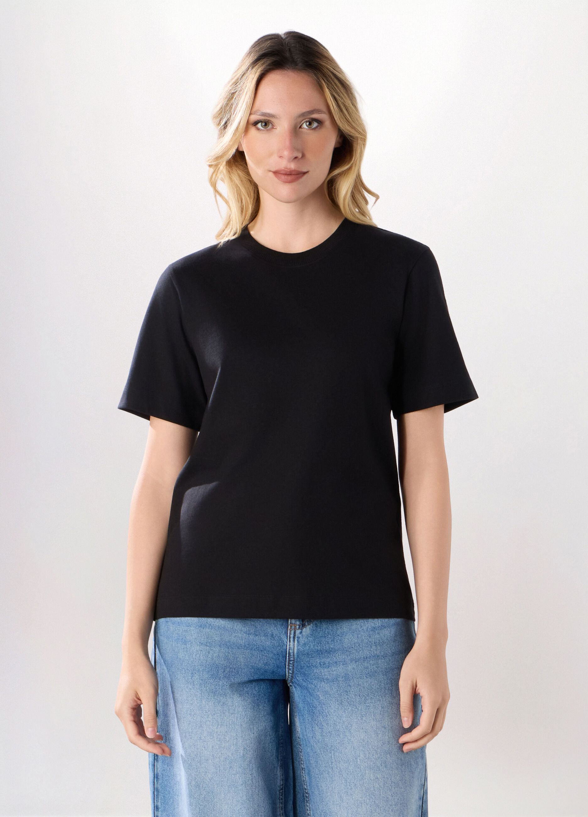 T-shirt in puro cotone a maniche corte donna_0