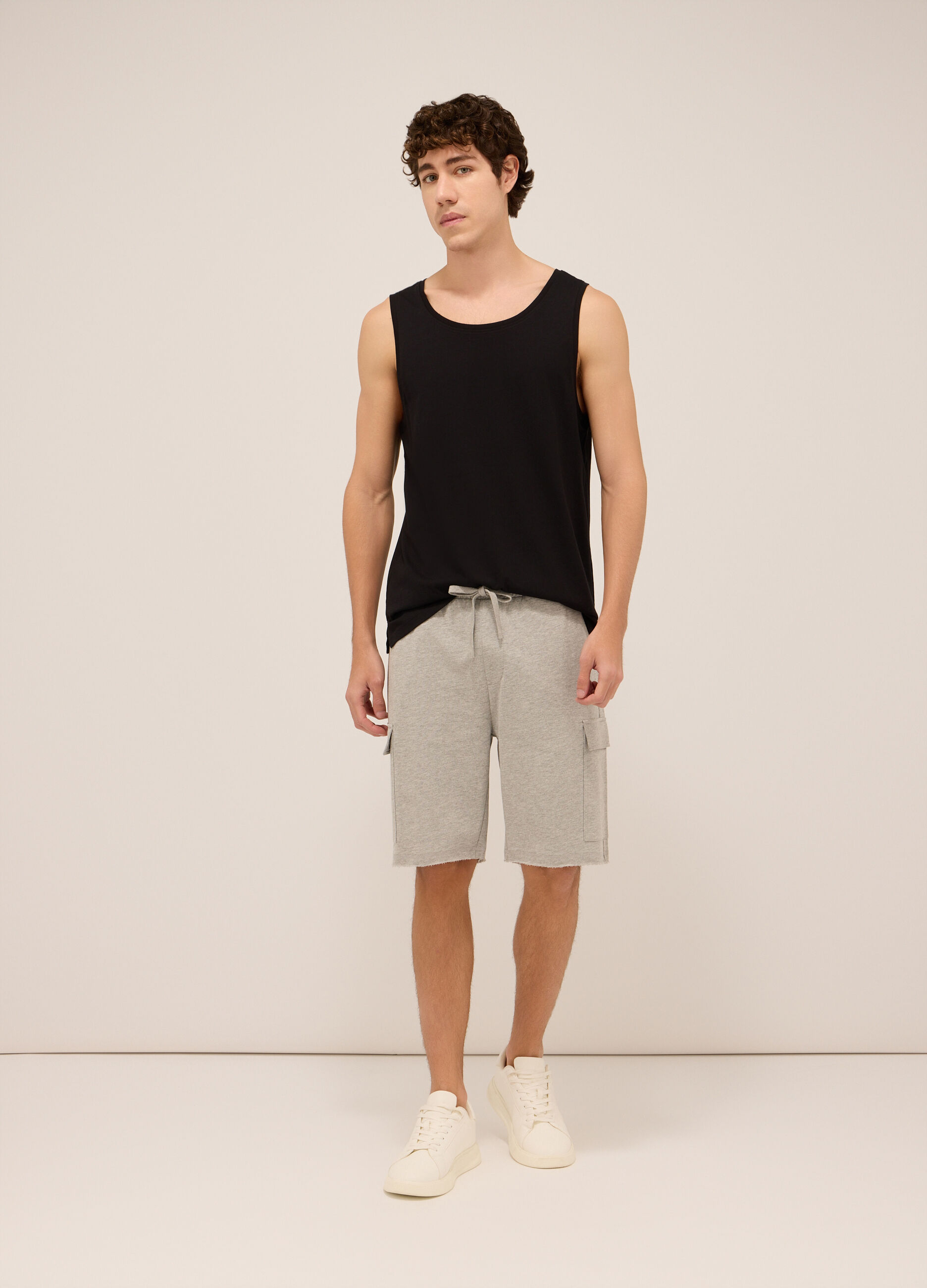 Shorts sportivi in felpa di cotone uomo_0