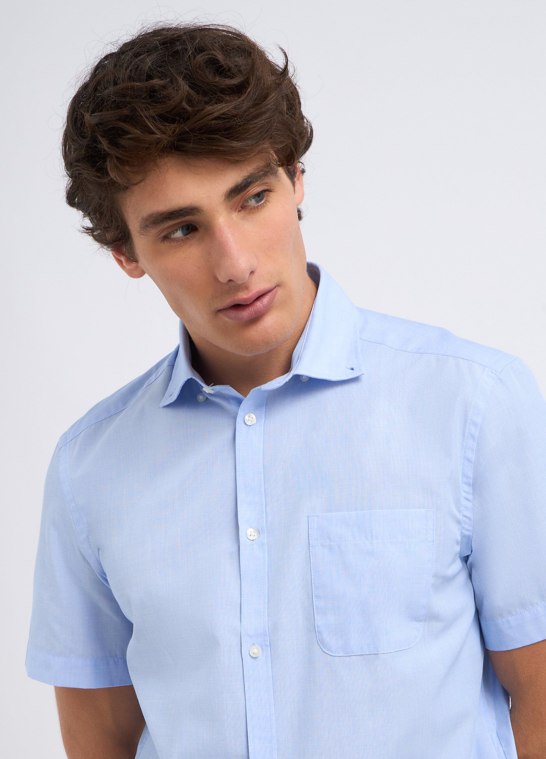 Camicia a maniche corte in misto cotone uomo_2