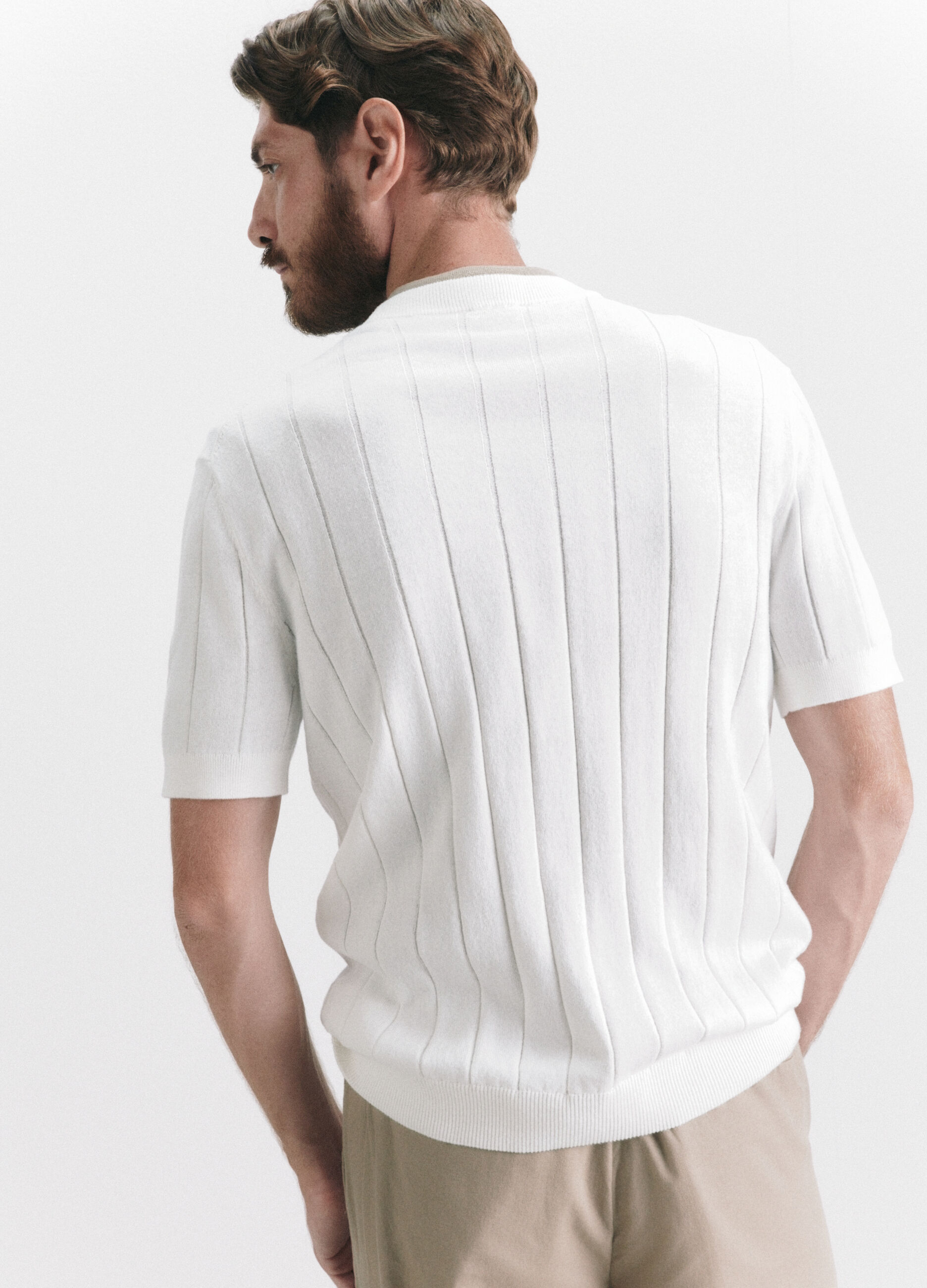 T-shirt in maglia a costa piatta uomo_4