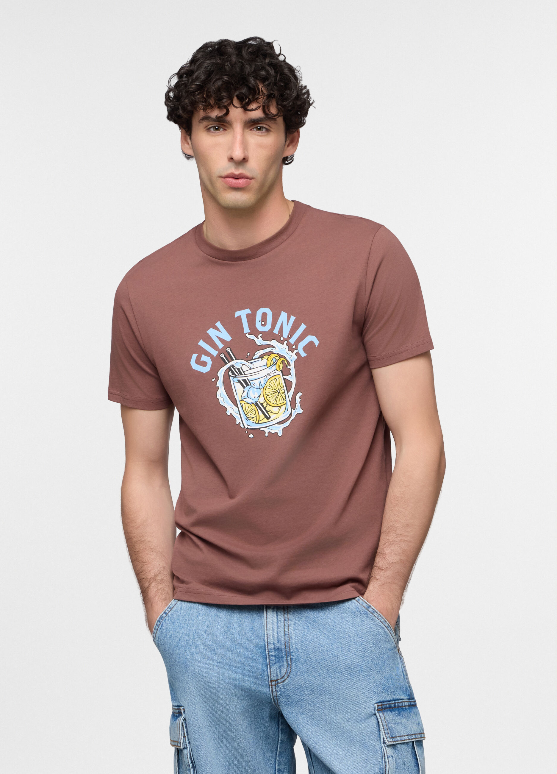 T-shirt in misto cotone con stampa uomo_0