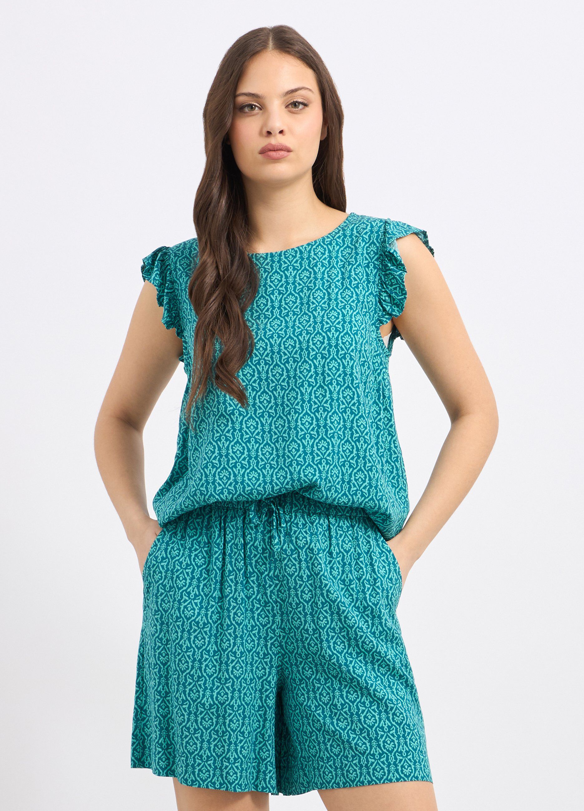 Blusa in pura viscosa con rouches donna_0
