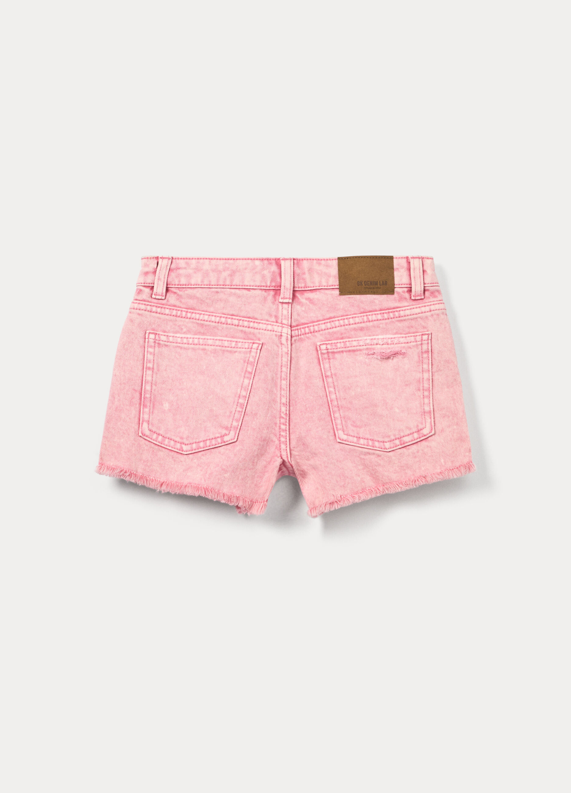 Shorts ripped regular fit in denim di puro cotone ragazza_1