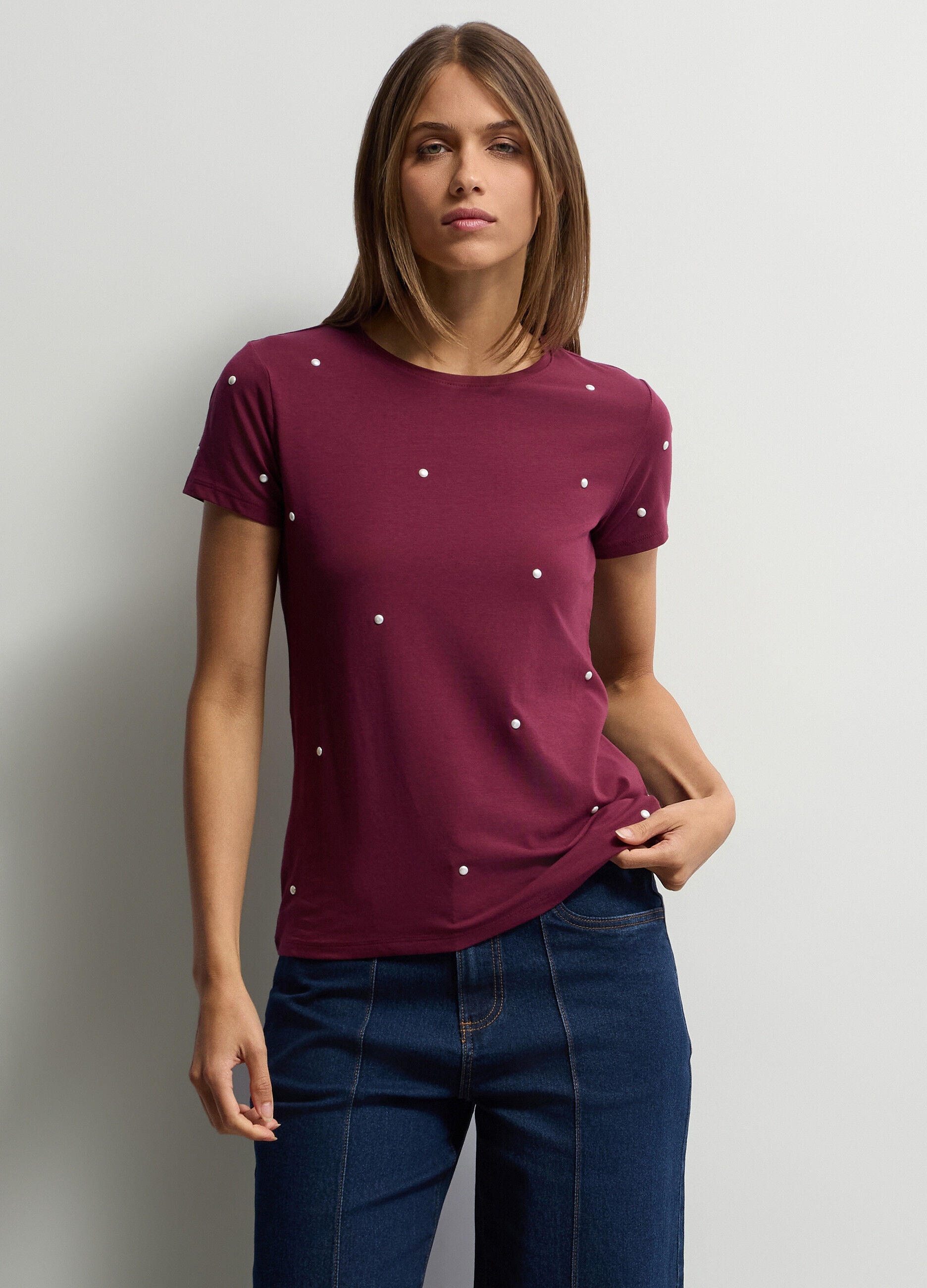 T-shirt girocollo stretch donna_0