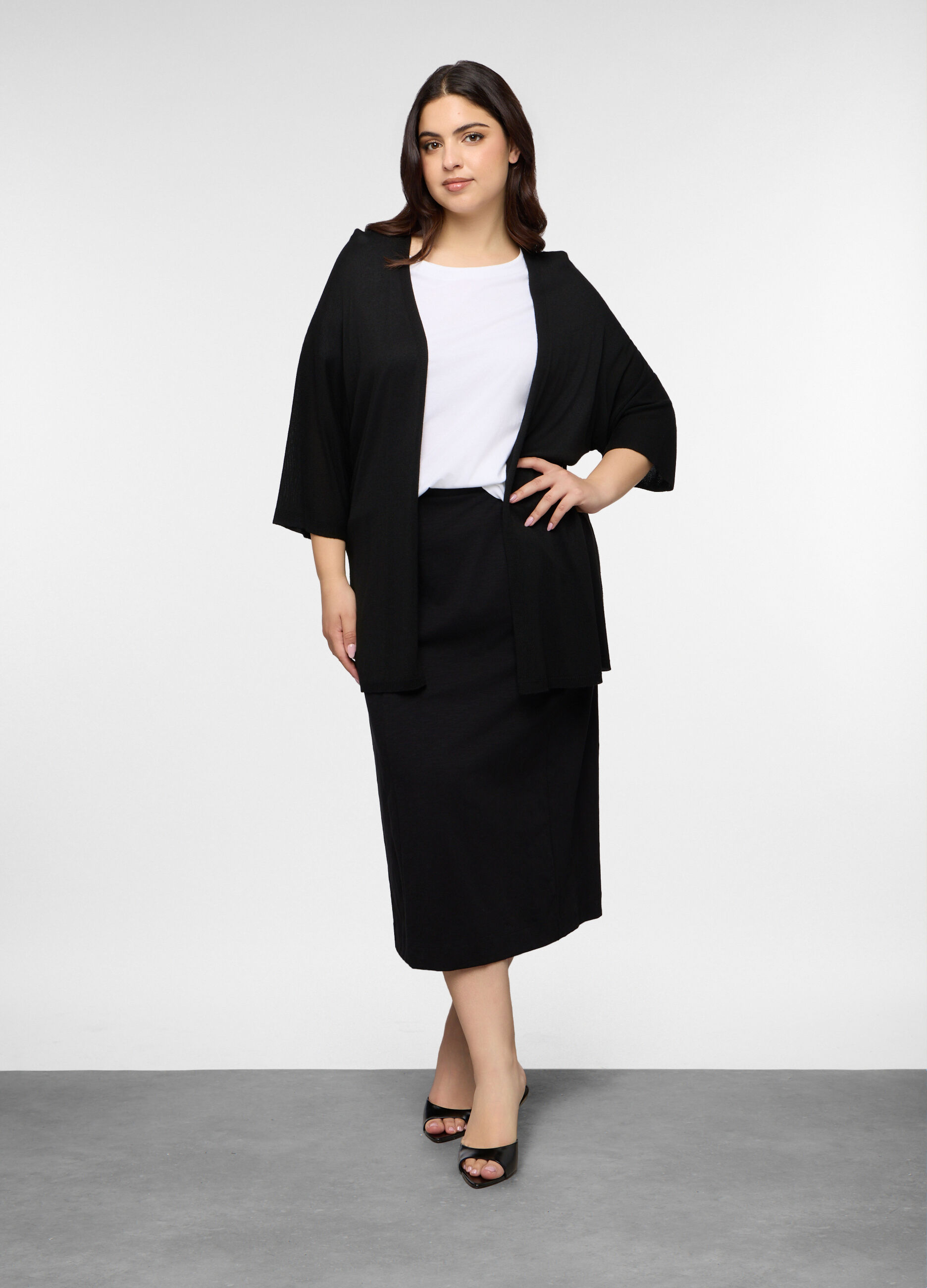 Cardigan misto viscosa aperto donna curvy_0