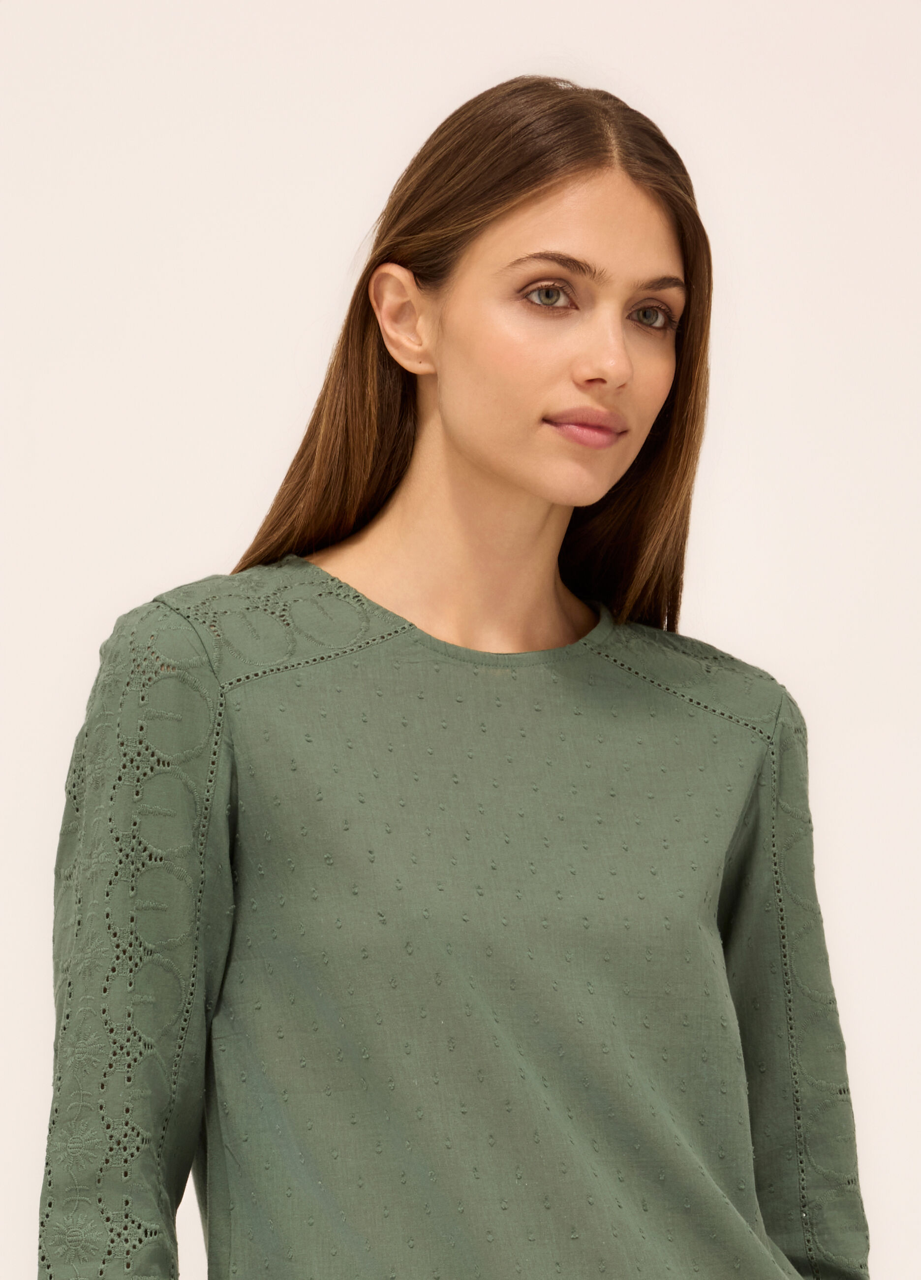 T-shirt in puro cotone sangallo donna_2