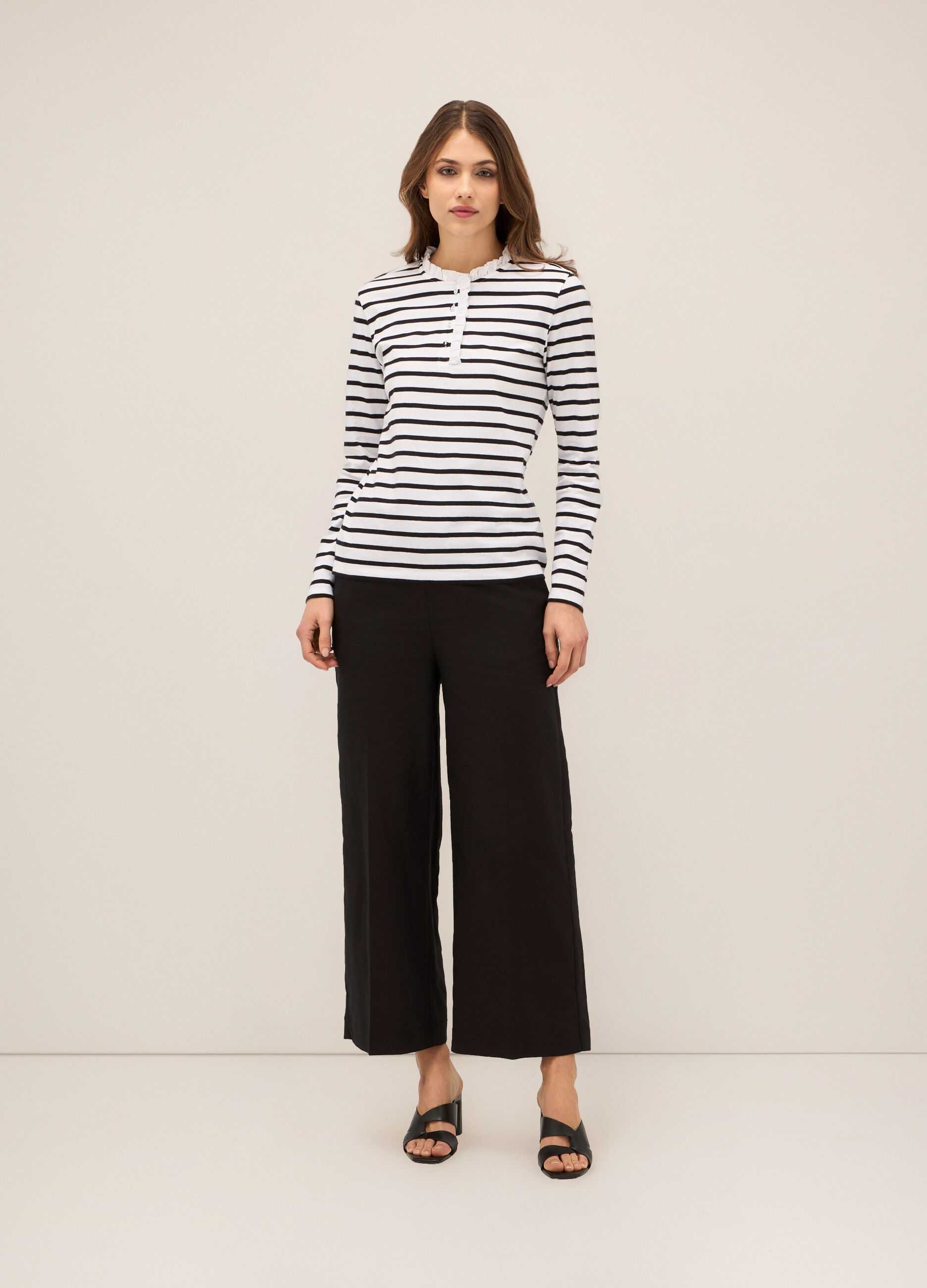 Pantaloni palazzo misto lino donna_0
