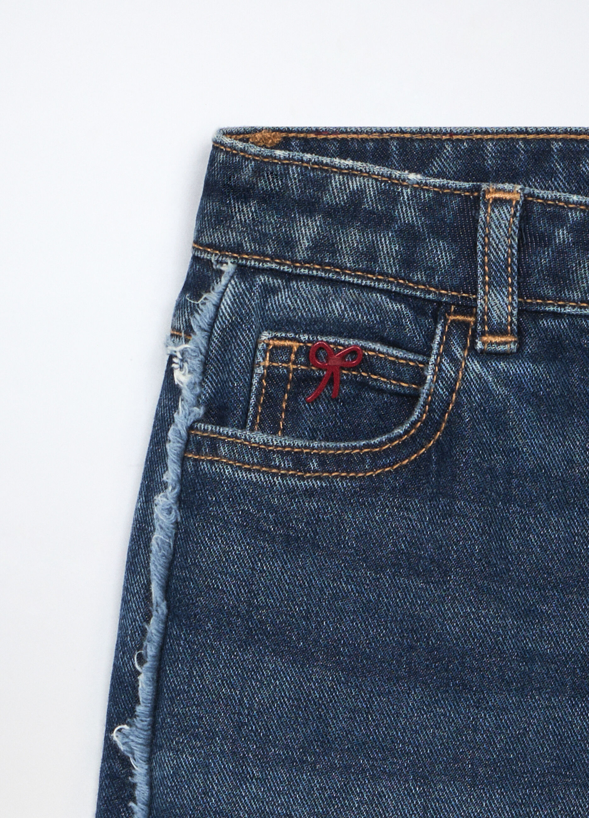 Pantaloni wide leg in denim di puro cotone bambina_2