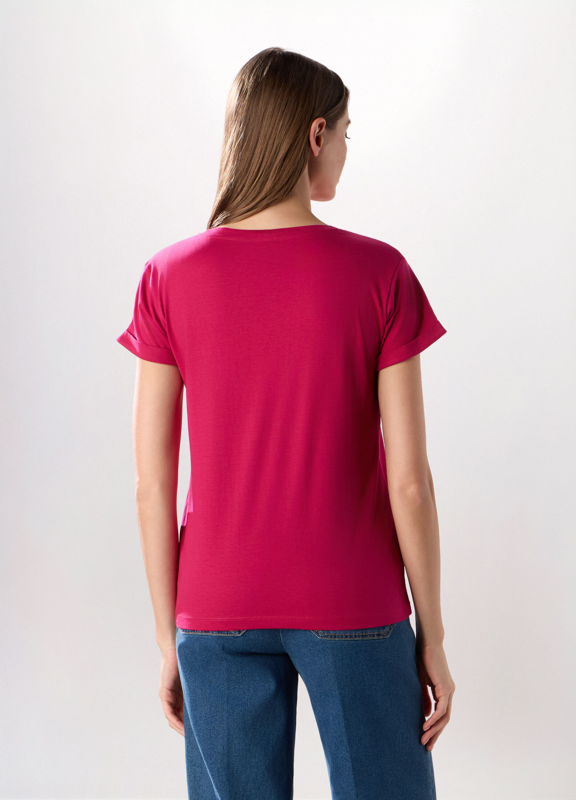 T-shirt in puro cotone con stampa donna_1