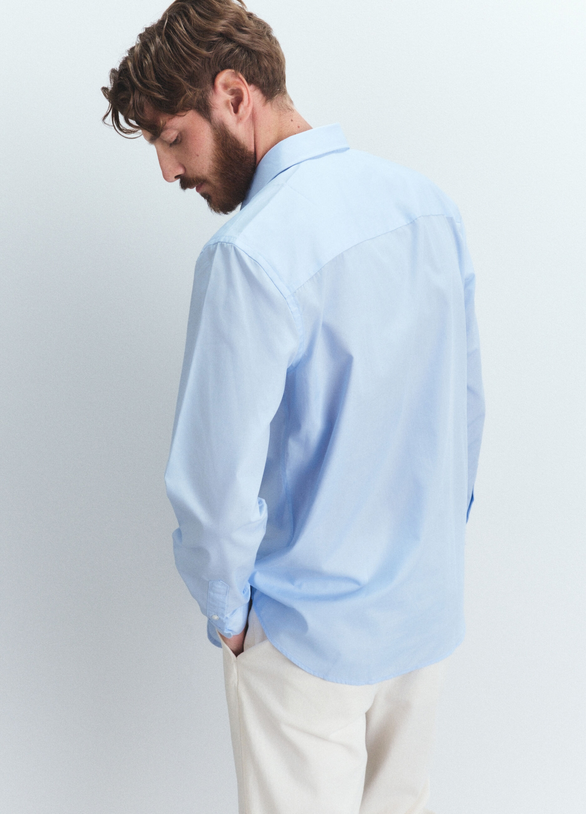 Camicia regular fit in misto cotone uomo_3