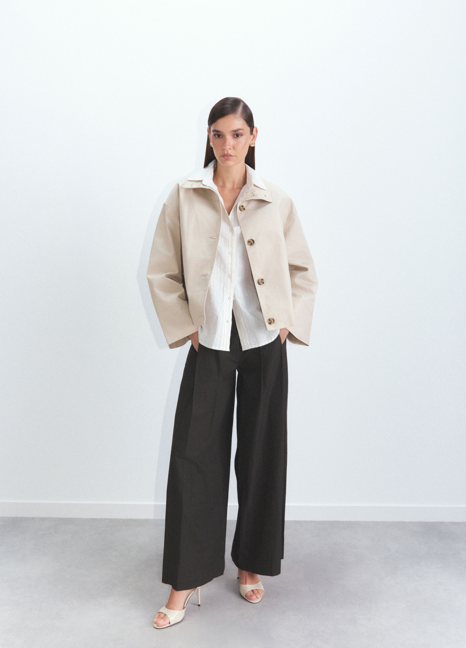 Trench corto misto cotone donna_0