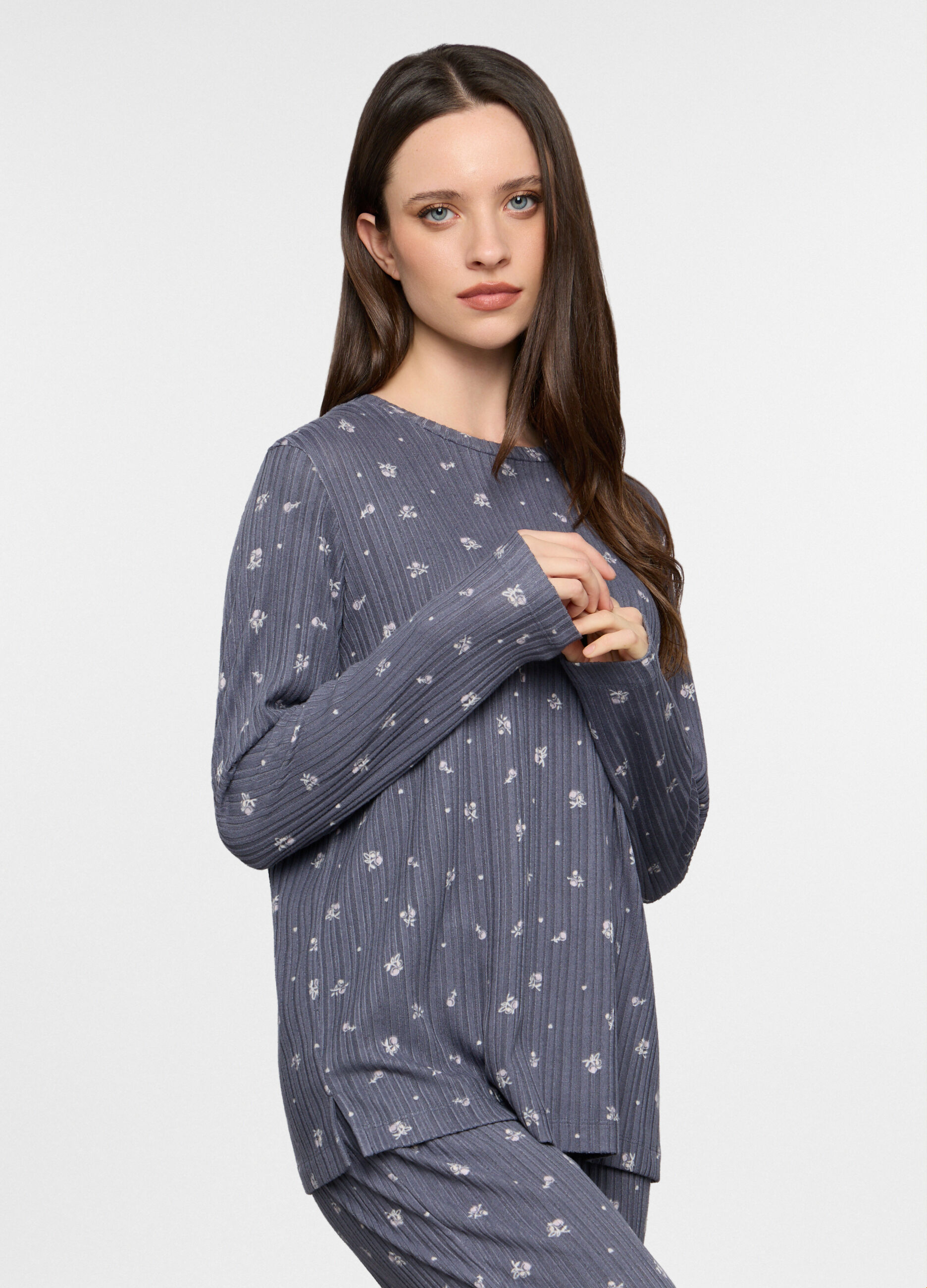 Top pigiama in costina stretch donna_0