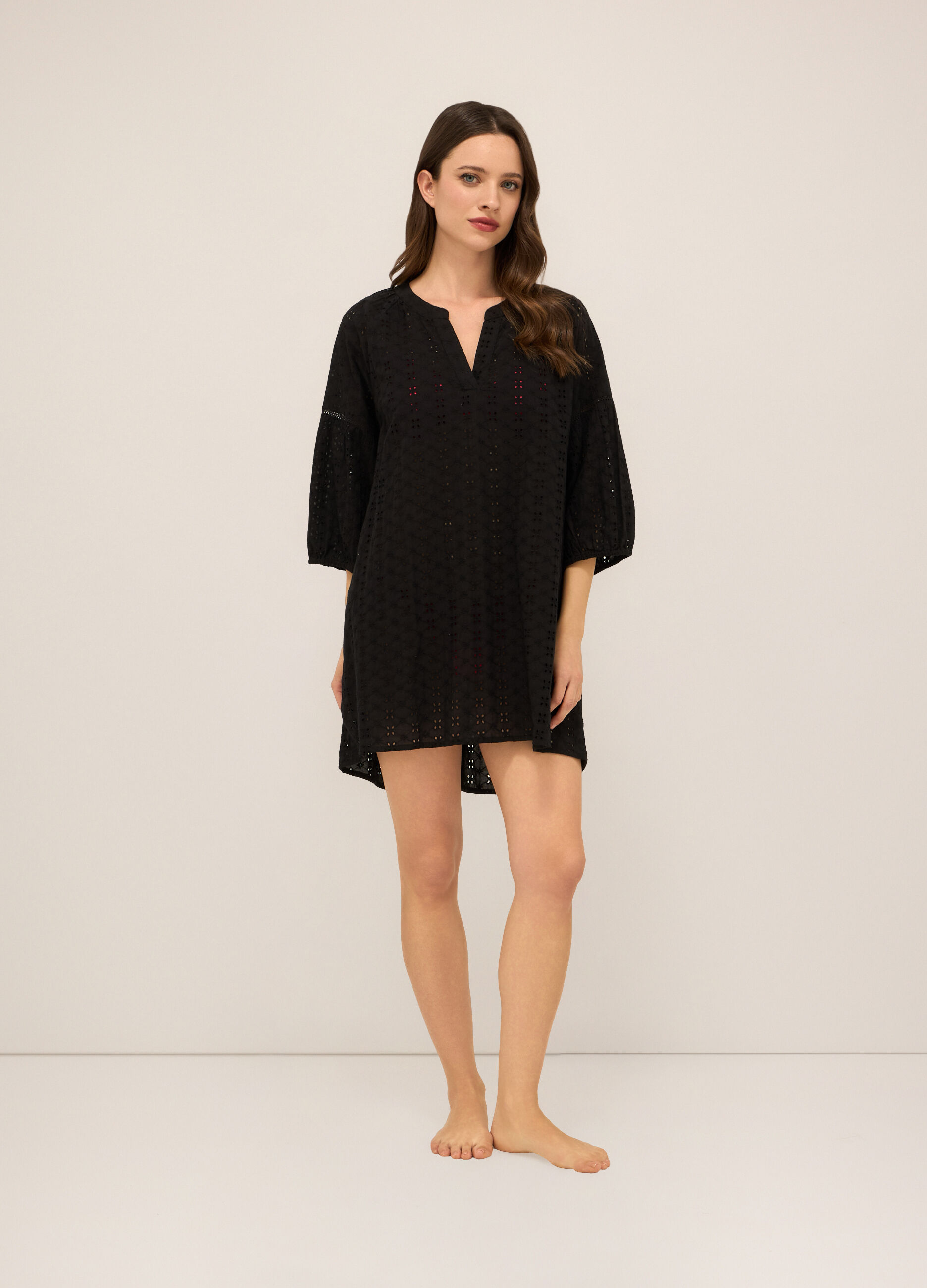 Copricostume in puro cotone sangallo donna