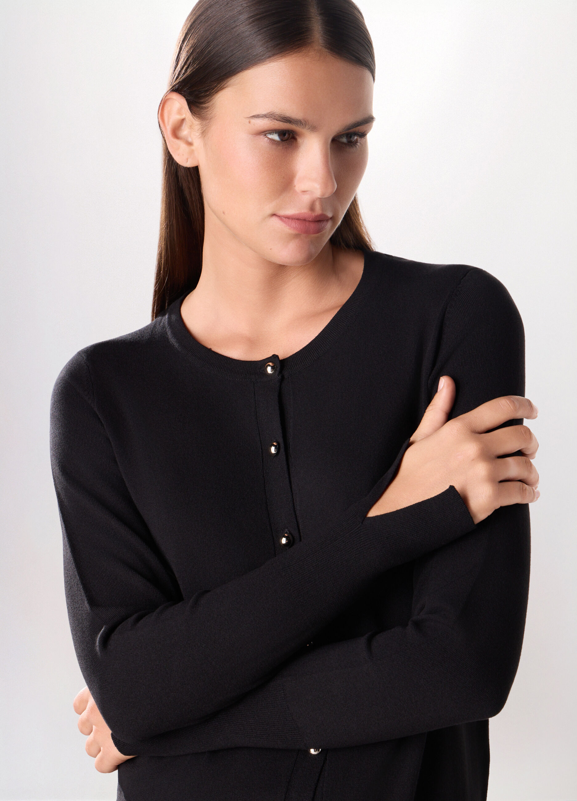 Cardigan tricot in viscosa stretch donna_2