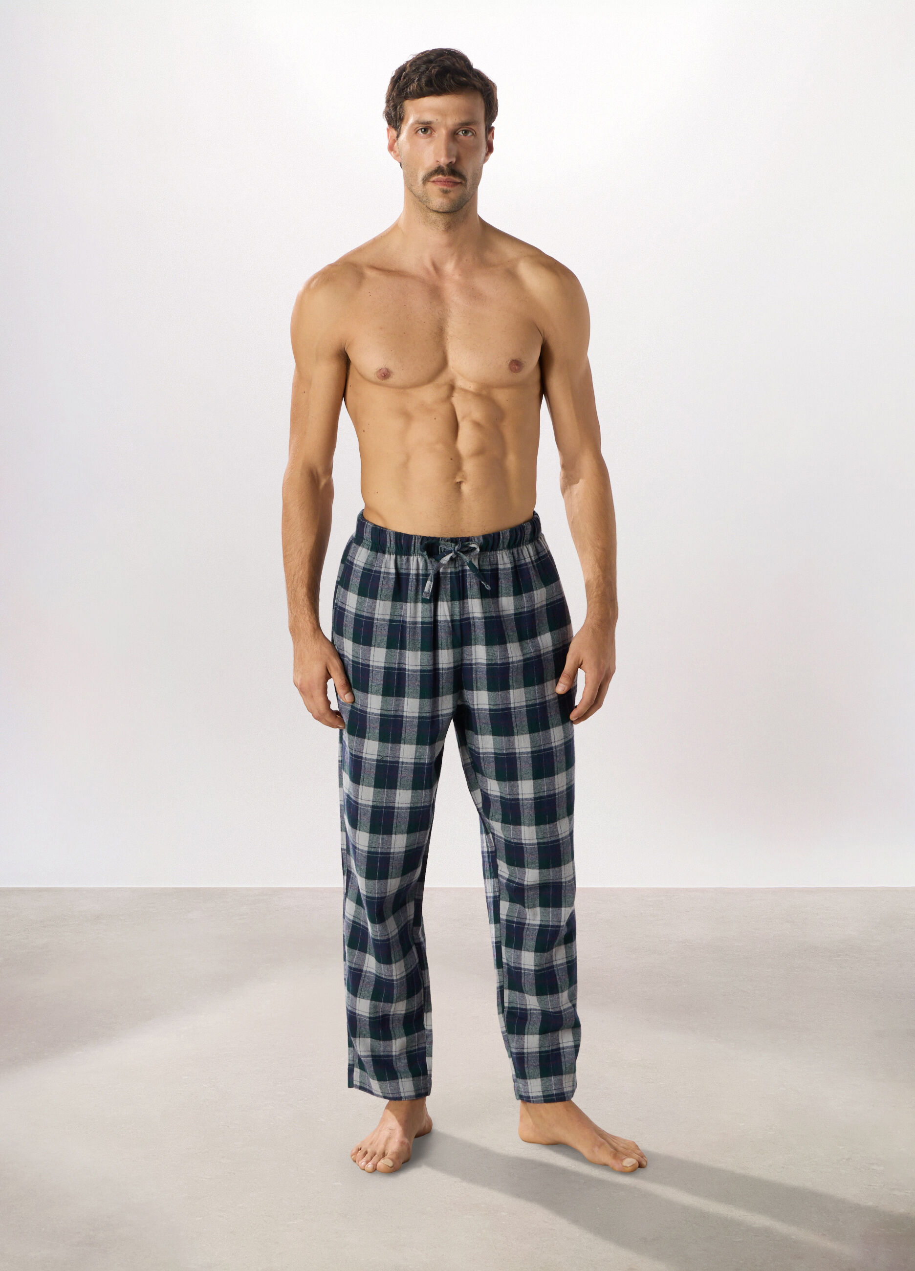 Pantaloni lunghi pigiama in cotone a quadri uomo_0