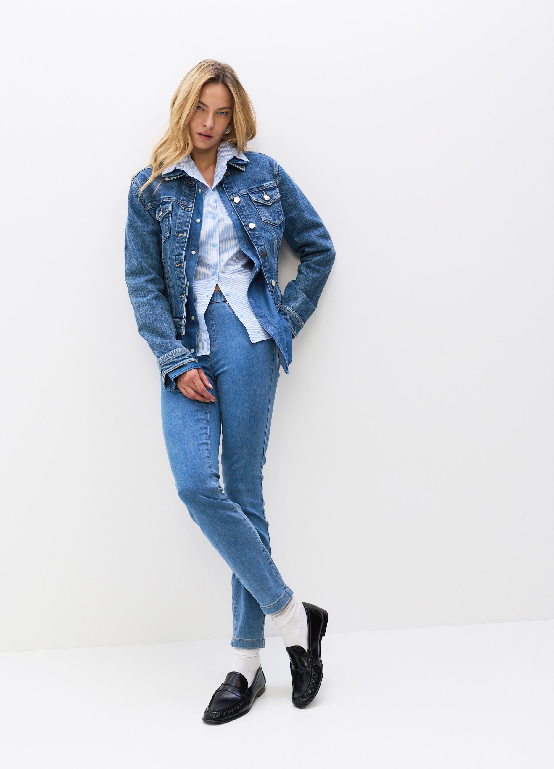 Jeggings Skinny Fit in denim stretch misto cotone donna_0