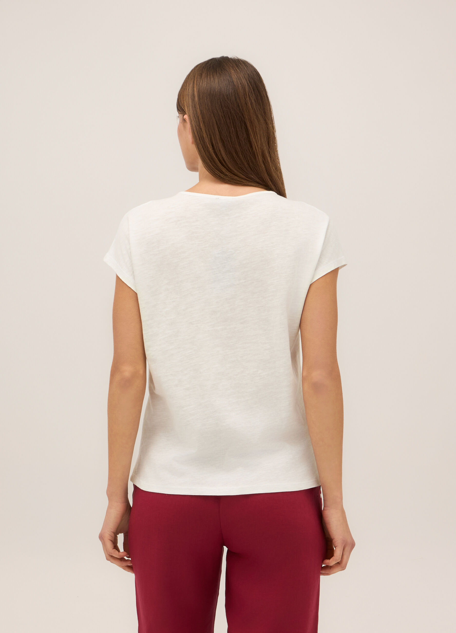T-shirt in puro cotone con ricamo donna_1
