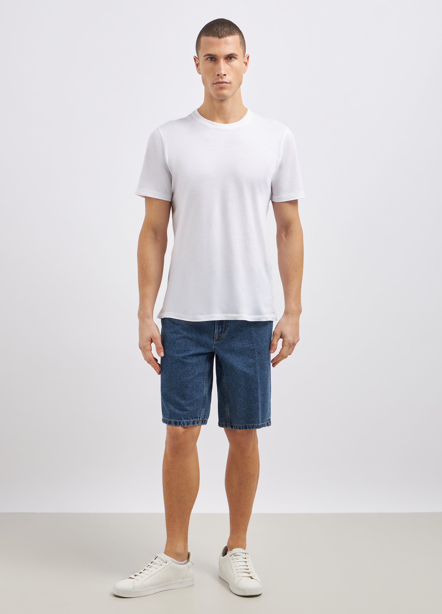 Shorts in denim di puro cotone uomo_0