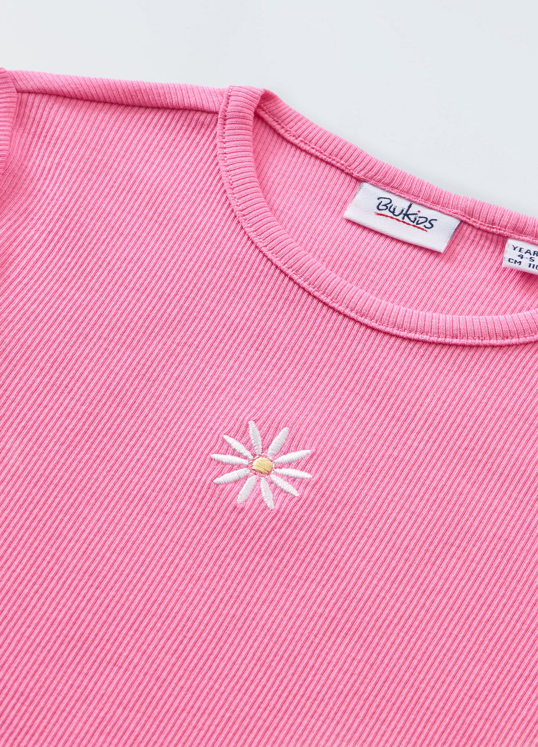 T-shirt in costina di cotone stretch bambina