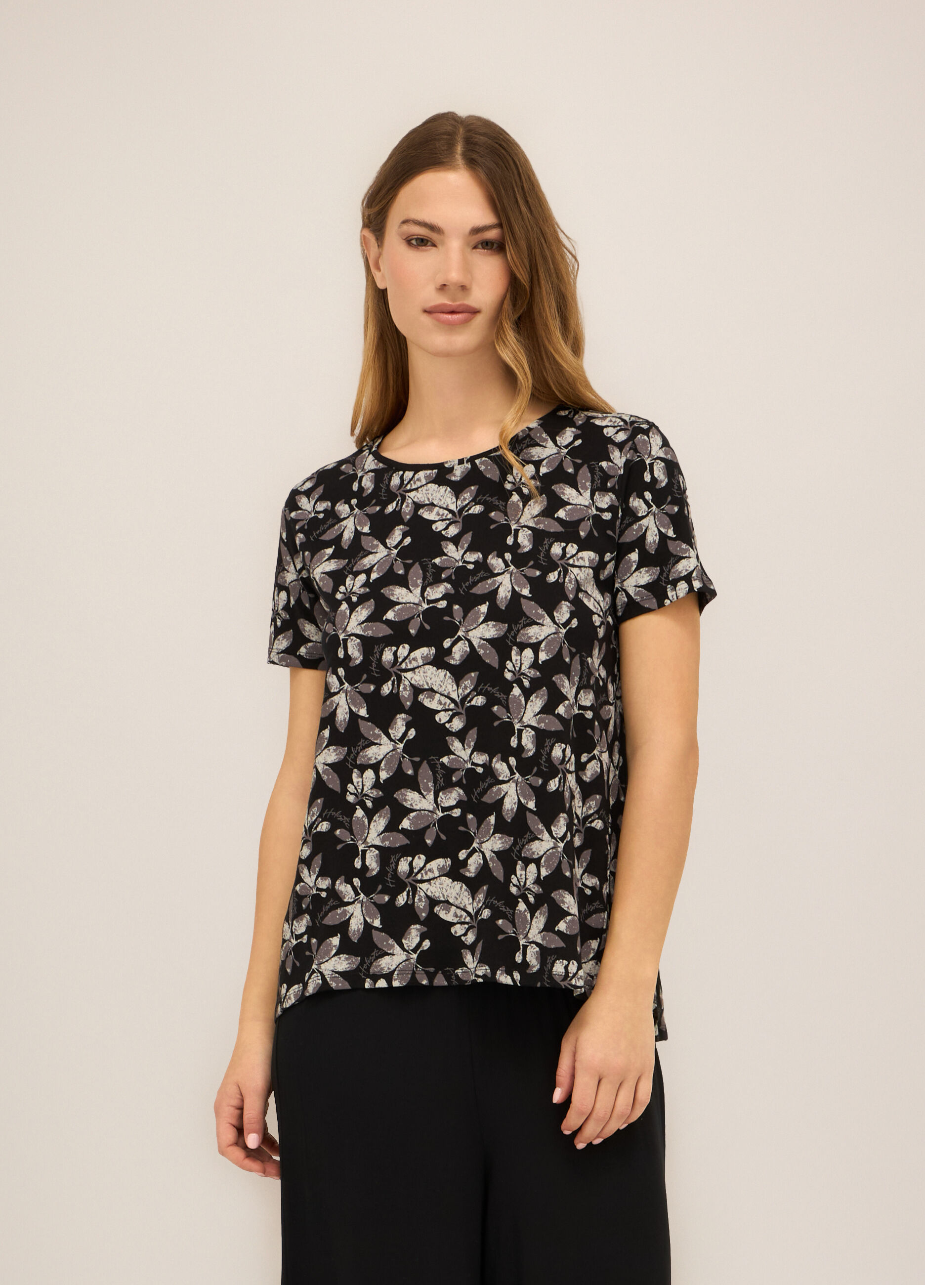 T-shirt in jersey di cotone stretch donna_0