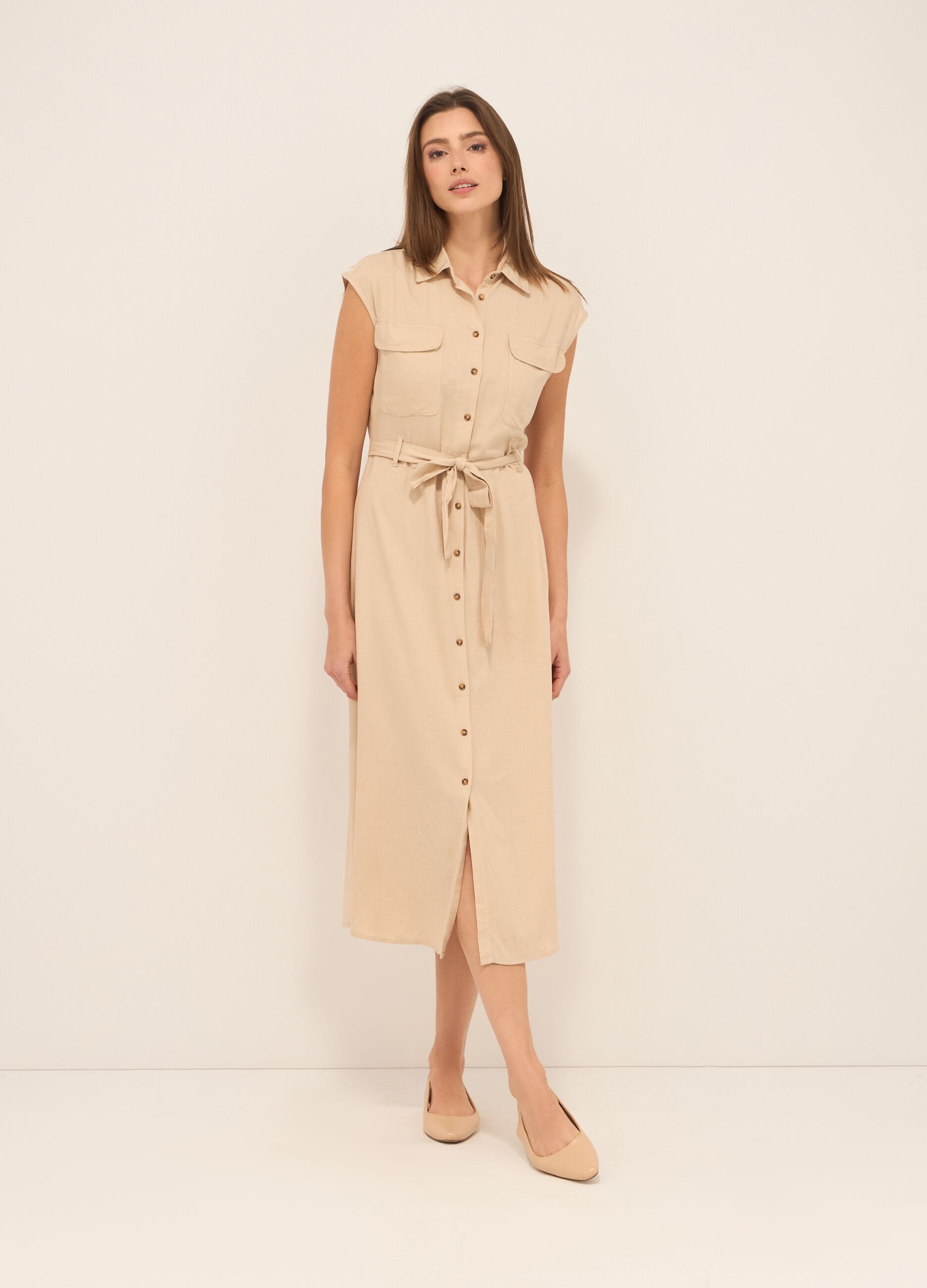 Abito lungo misto lino donna_0