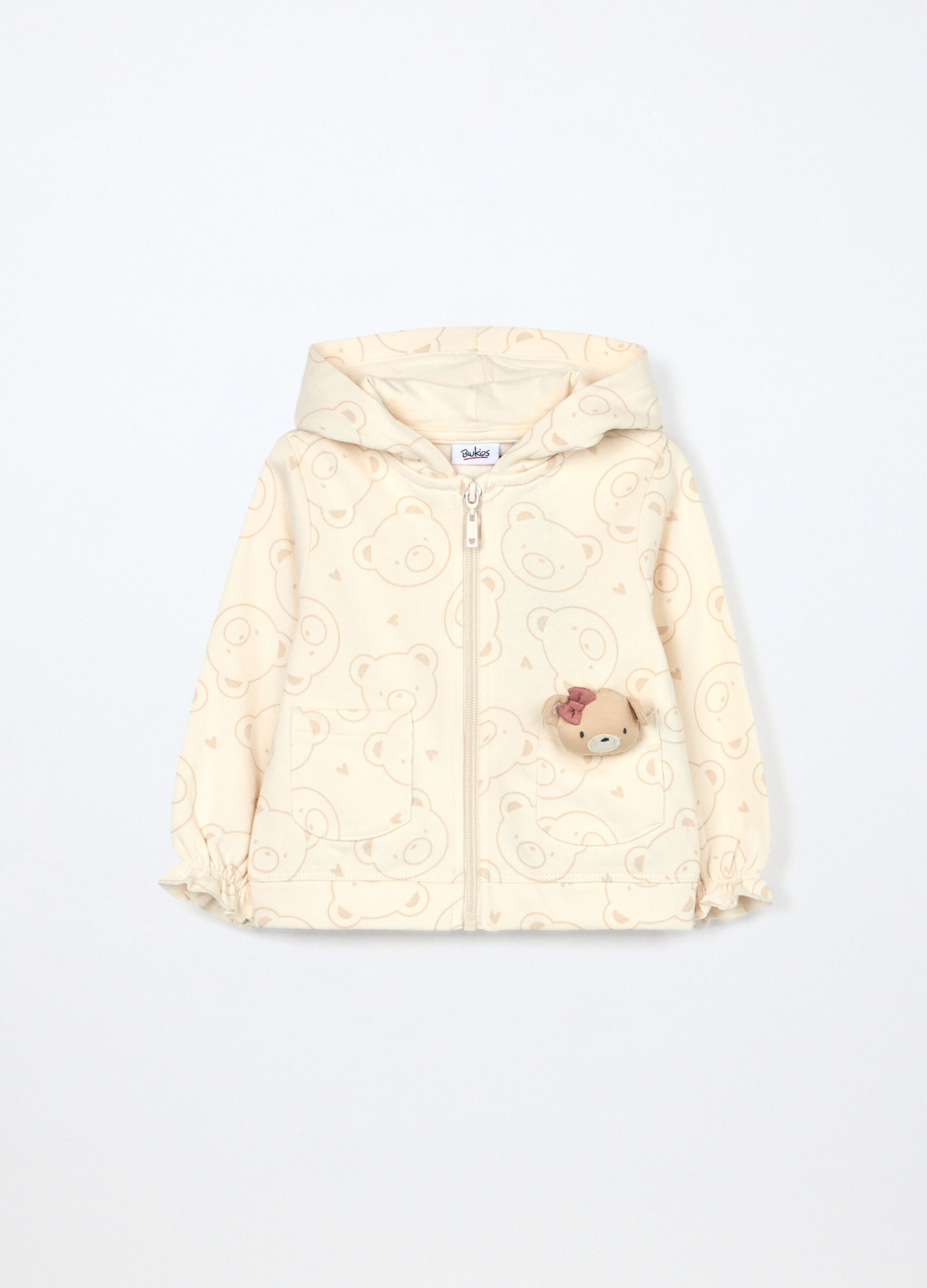 Felpa con cappuccio in puro cotone neonata_0