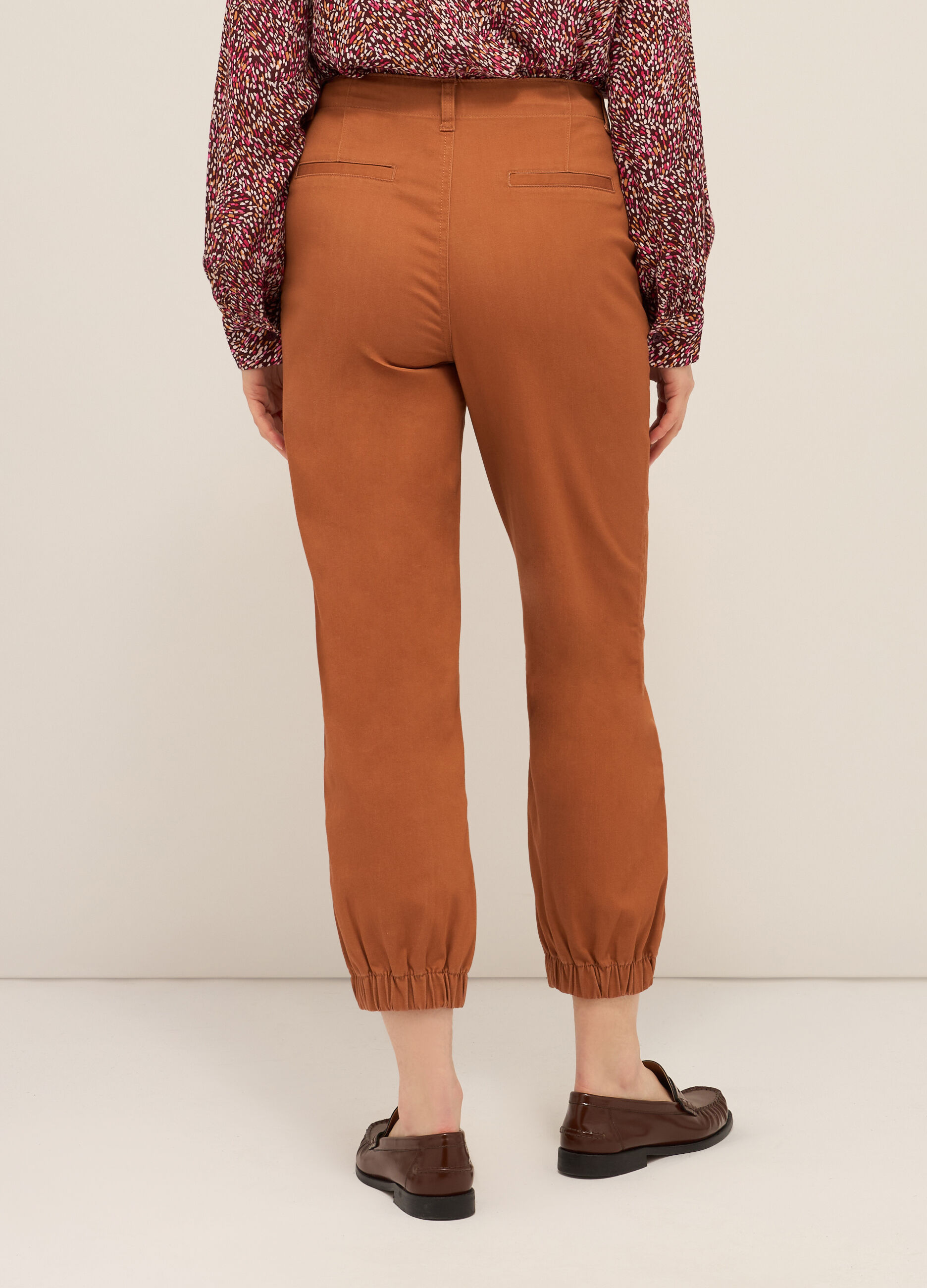 Pantaloni in misto cotone stretch donna
