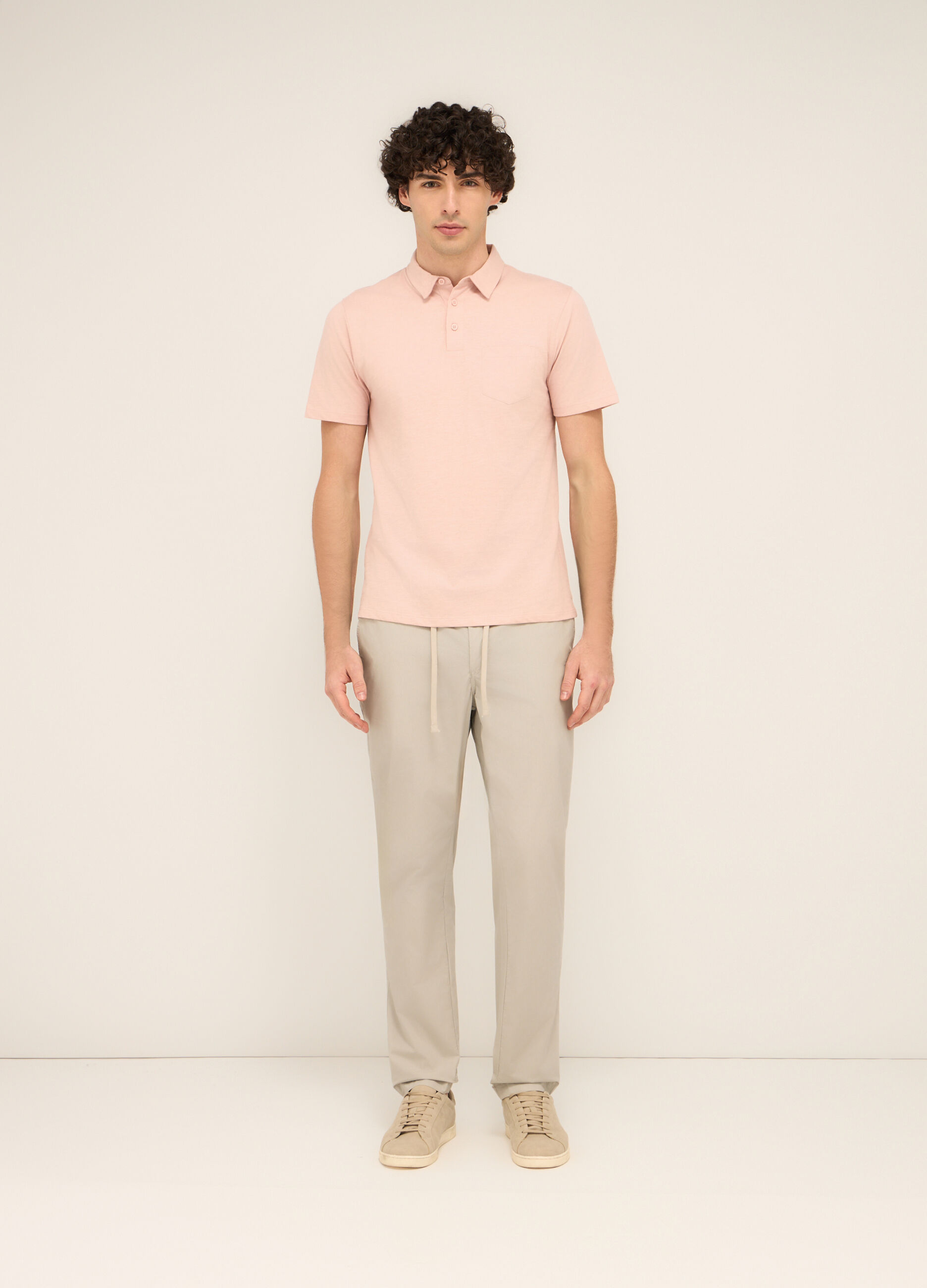 Pantaloni chino in cotone stretch con coulisse uomo_0