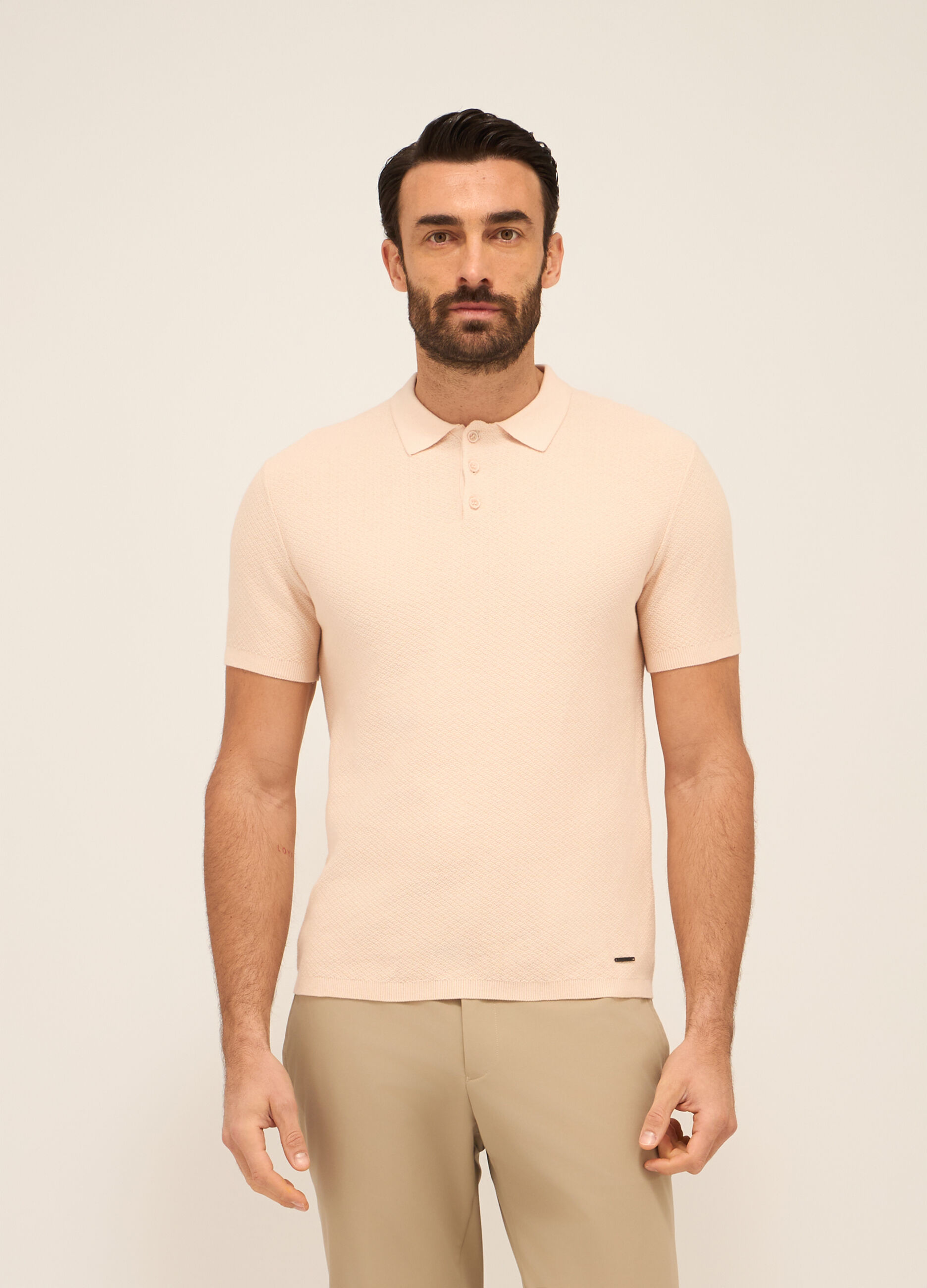 Polo a maniche corte in cotone texturizzato uomo_0