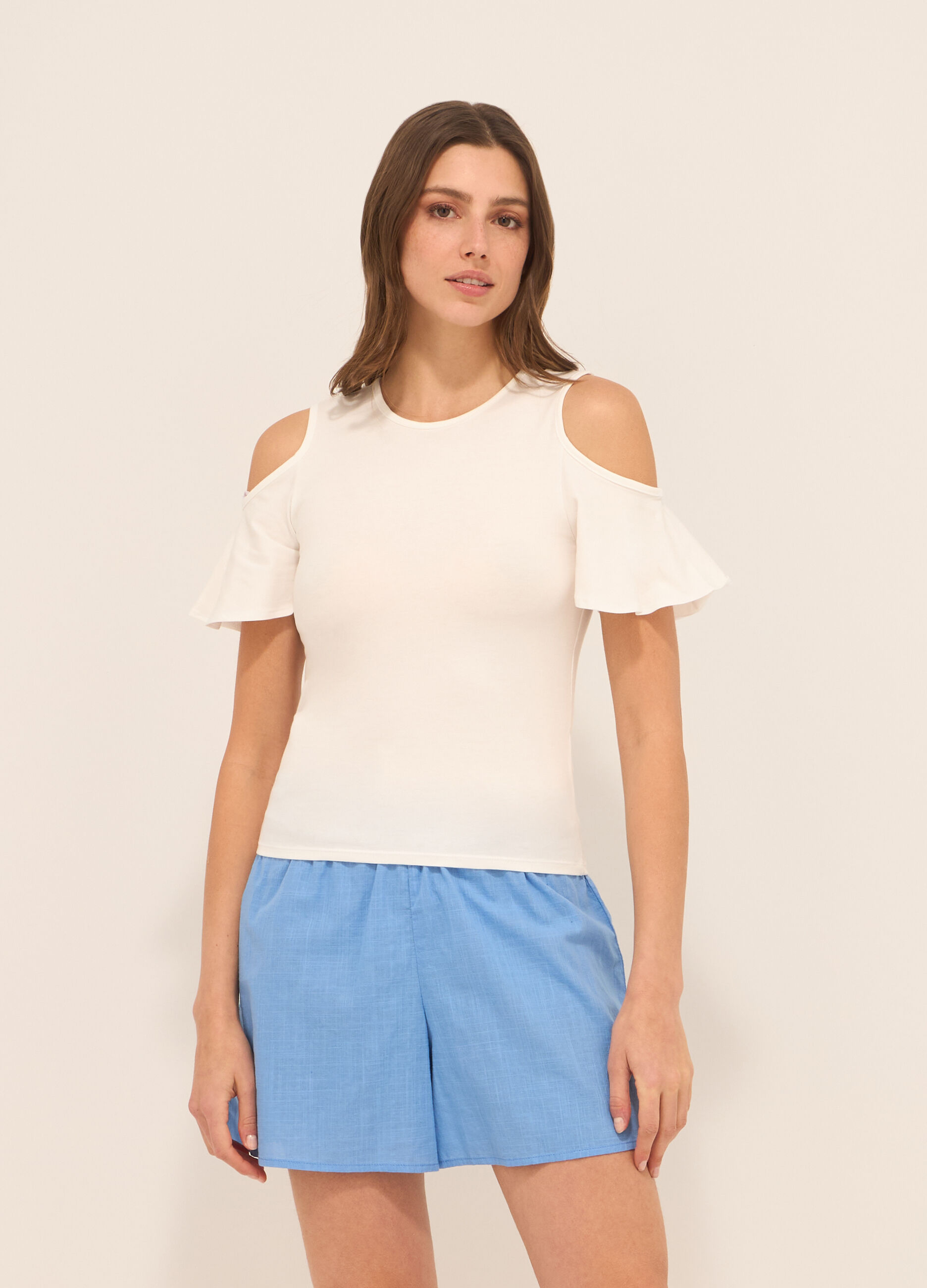 T-shirt in jersey di cotone stretch donna_0