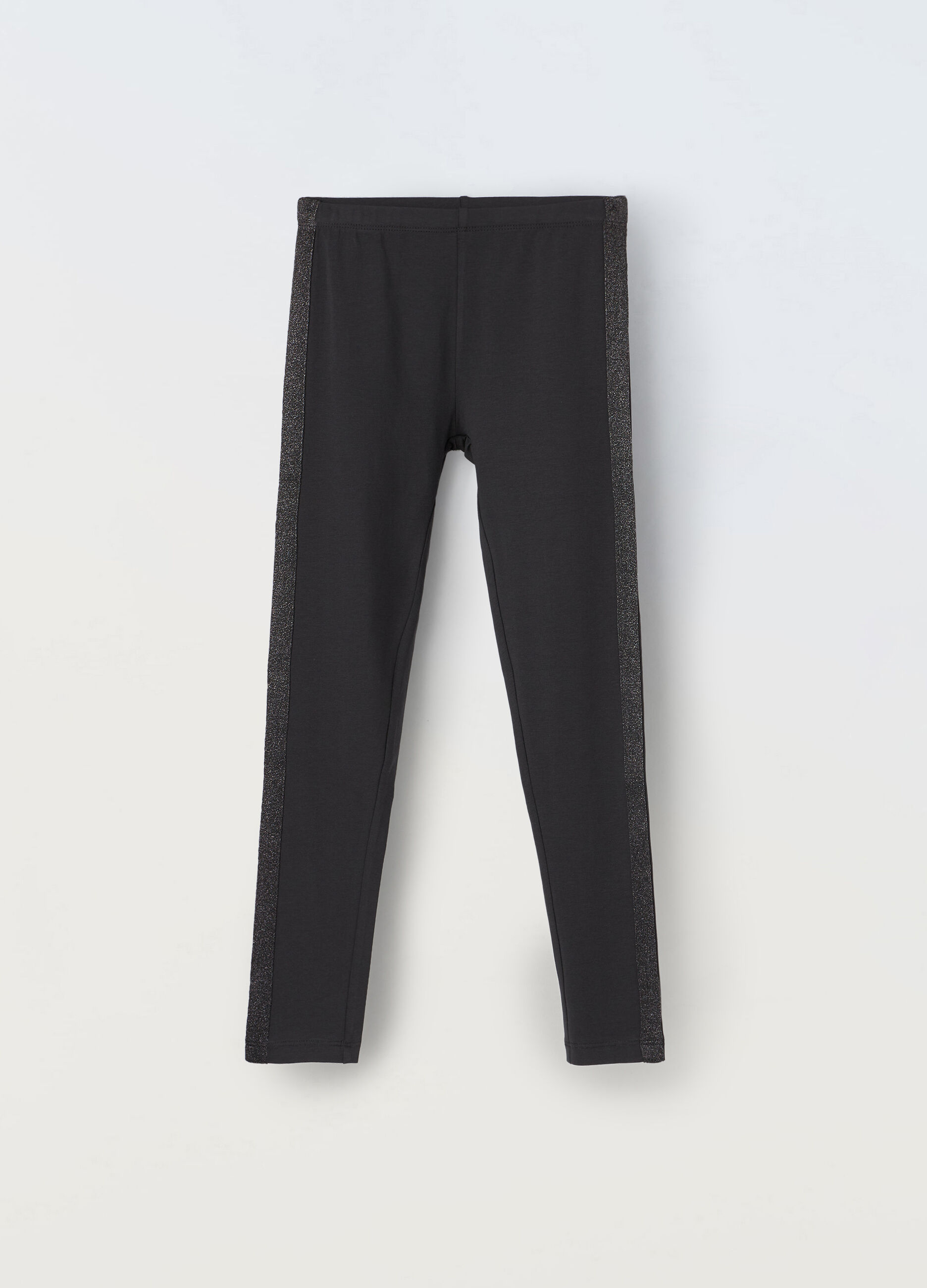 Leggings in cotone stretch con glitter ragazza_0