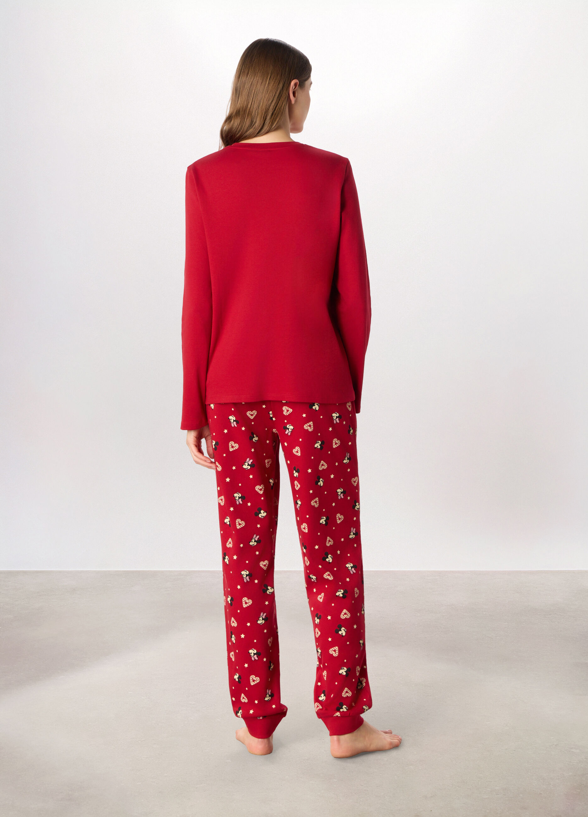 Set pigiama lungo in interlock di puro cotone donna_1