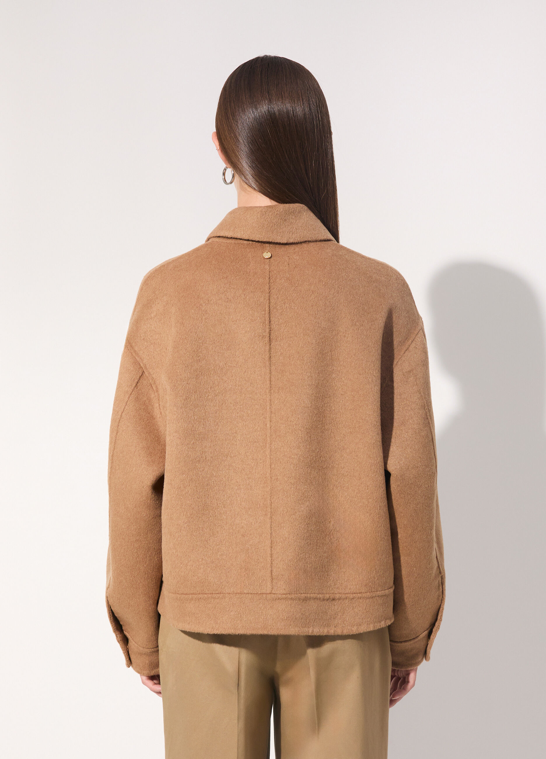 Shacket effetto cammello in misto lana donna_2